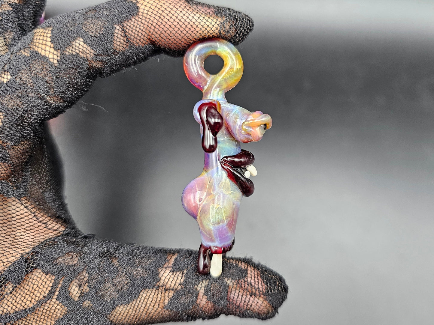 Glass Monster Maneater Babe Pendant / Purple Babe / Hand Blown Glass Monster Babe Pendant / Man Eater Pendant / Monster Pendant / NSFW