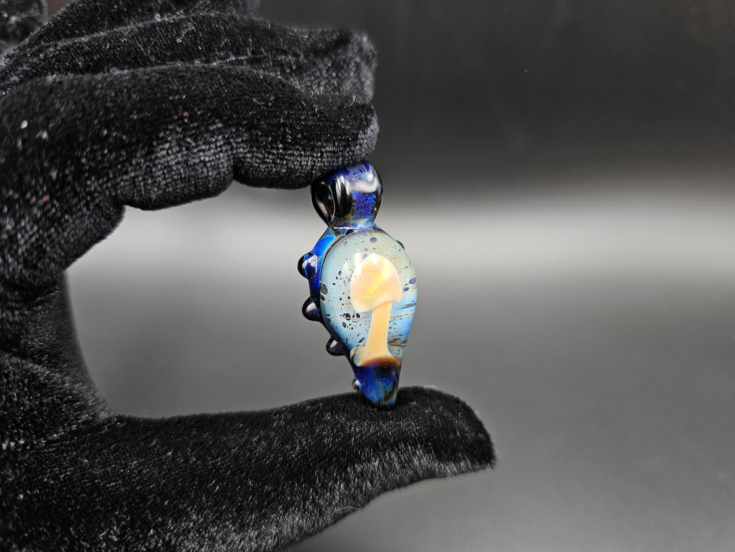 Glass Mushroom Pendant / Glass Mushroom Necklace / Tiny Mushroom charm / Shroom Pendant / Psychedelic necklace / Random Pendant