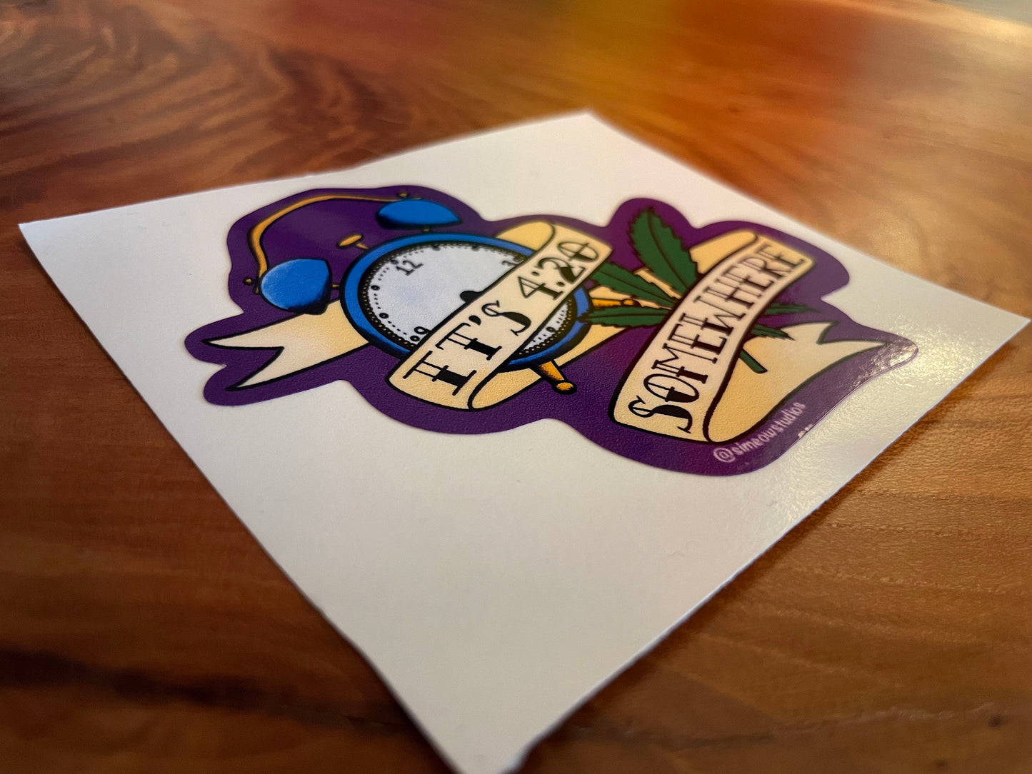 Its 420 Somewhere Old School Style Sticker/ 420 Sticker/ MMJ Sticker/ Stoner Sticker/ Its 4:20 Clock Sticker American Traditional