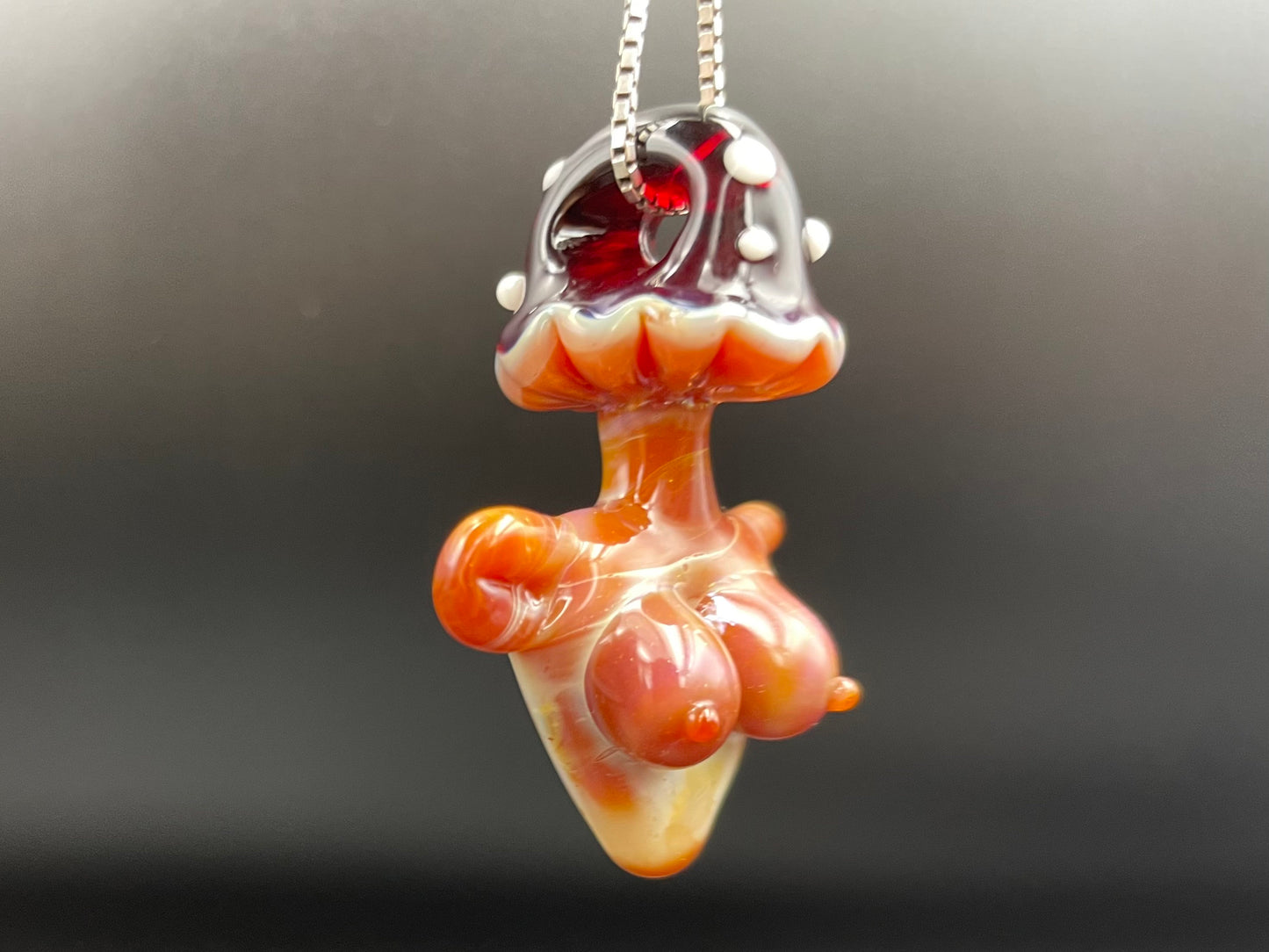 Shroom Head Torso Pendant/ Tiddy Pendant / Glass Mushroom Pendant / Glass Mushroom Boobie Pendant