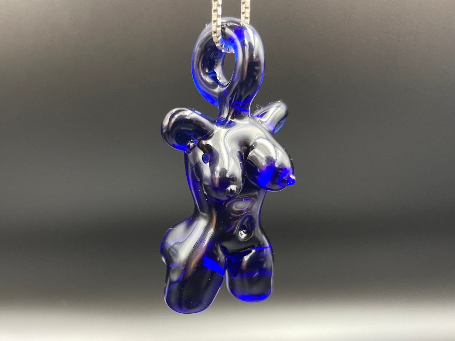 Glass Babe Pendant / Deep Blue Babe / Hand Blown Glass Babe Pendant / Glass Blown Babe Pendant / Sexy Pendant / Elegant Glass Pendant