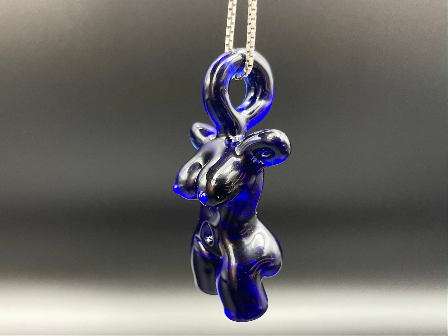 Glass Babe Pendant / Deep Blue Babe / Hand Blown Glass Babe Pendant / Glass Blown Babe Pendant / Sexy Pendant / Elegant Glass Pendant