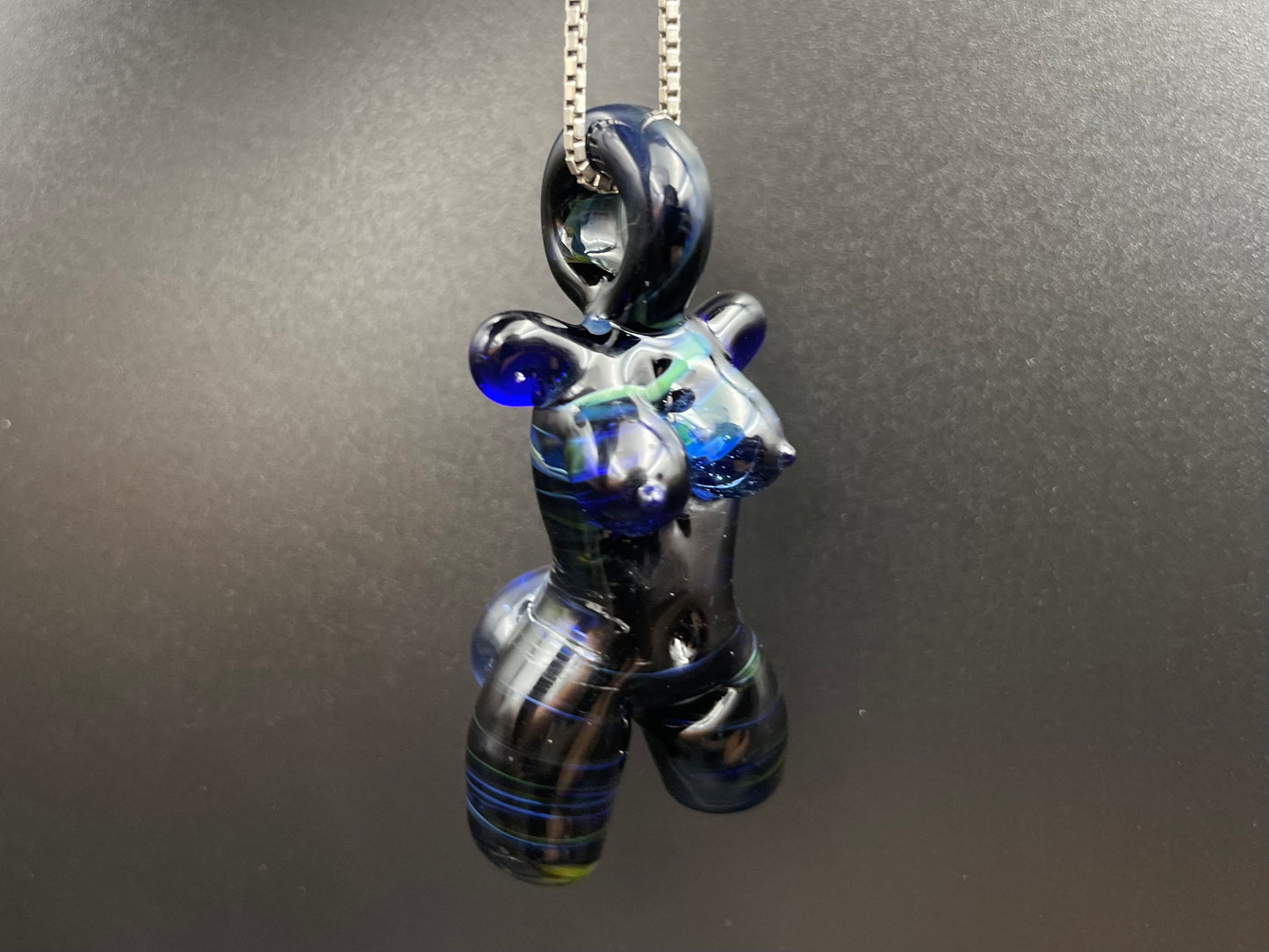 Glass Babe Pendant / Hand Mixed Blue Babe / Hand Blown Glass Babe Pendant / Glass Blown Babe Pendant / Sexy Pendant / Elegant Glass Pendant