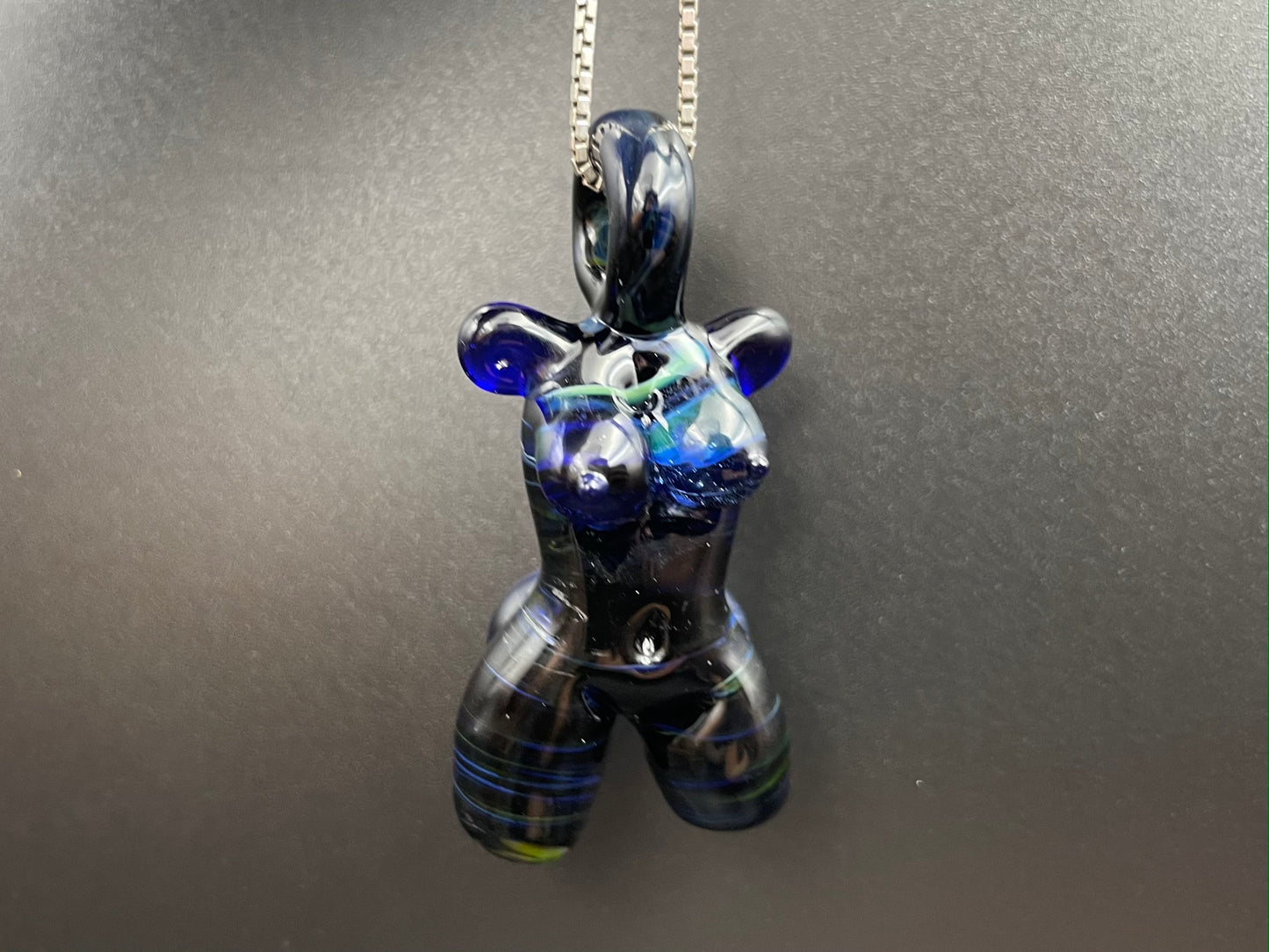 Glass Babe Pendant / Hand Mixed Blue Babe / Hand Blown Glass Babe Pendant / Glass Blown Babe Pendant / Sexy Pendant / Elegant Glass Pendant
