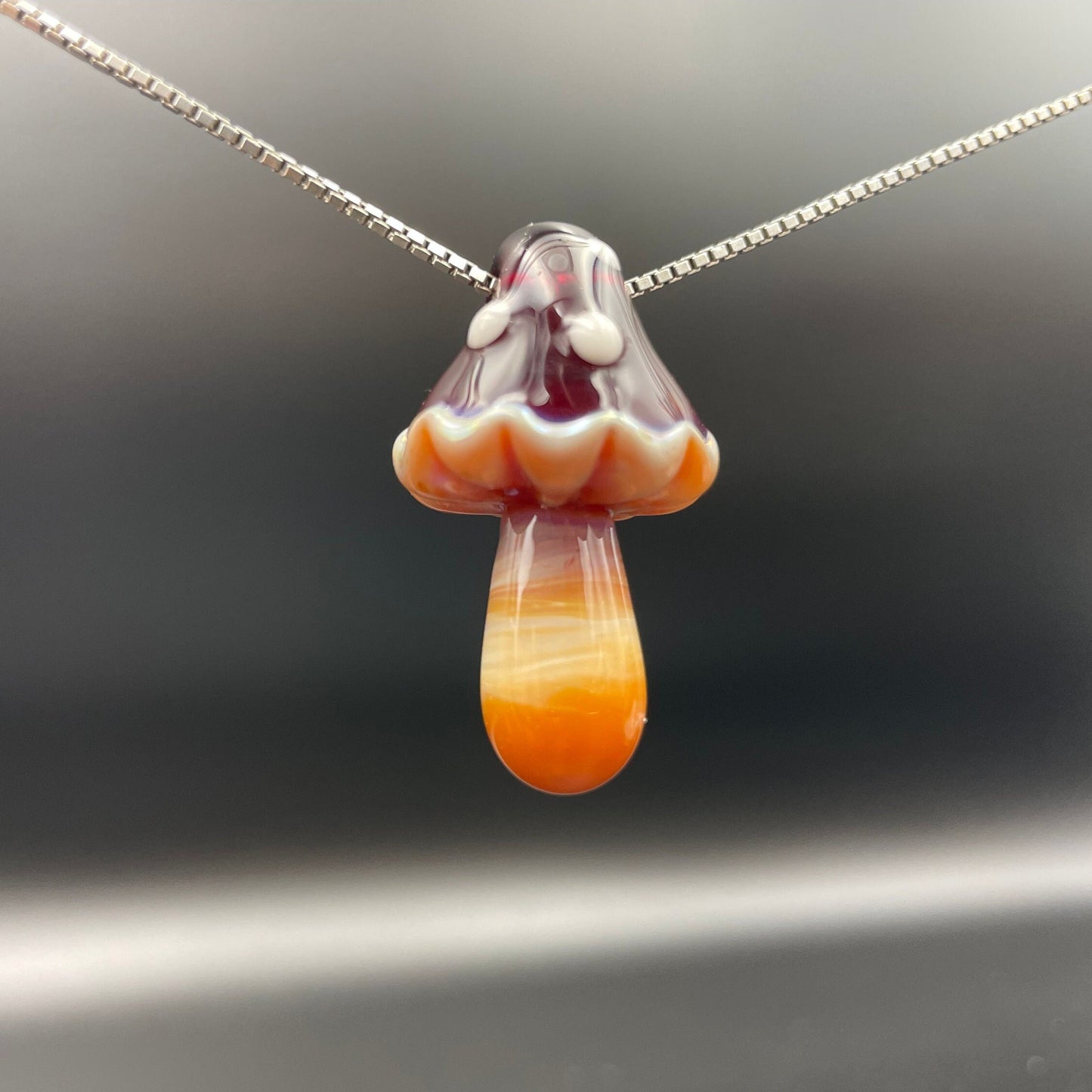 Red Mushroom Pendant/ Shroom pendant / Hand Sculpted Glass Mushroom Necklace / Red Glass Shroom Pendant