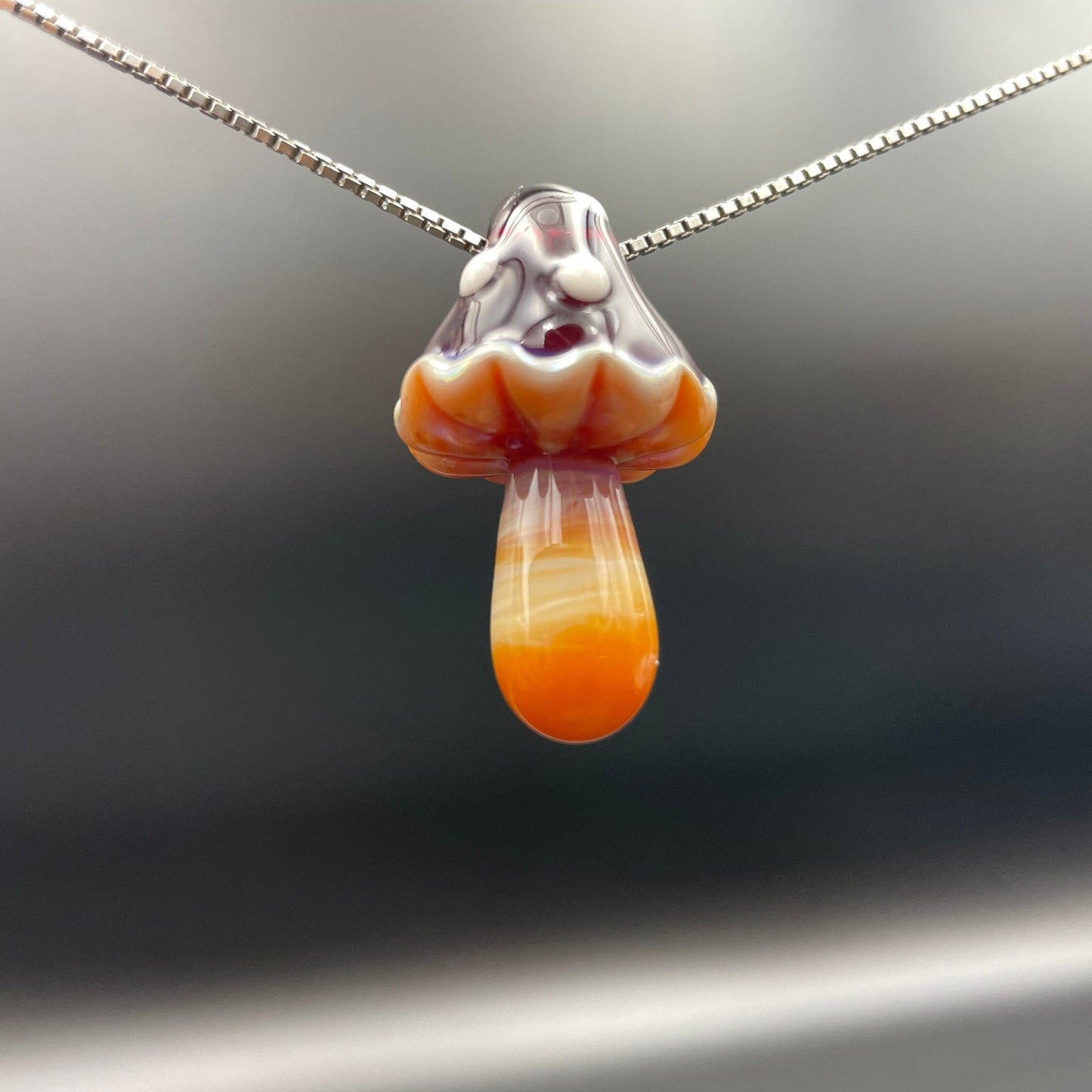 Red Mushroom Pendant/ Shroom pendant / Hand Sculpted Glass Mushroom Necklace / Red Glass Shroom Pendant