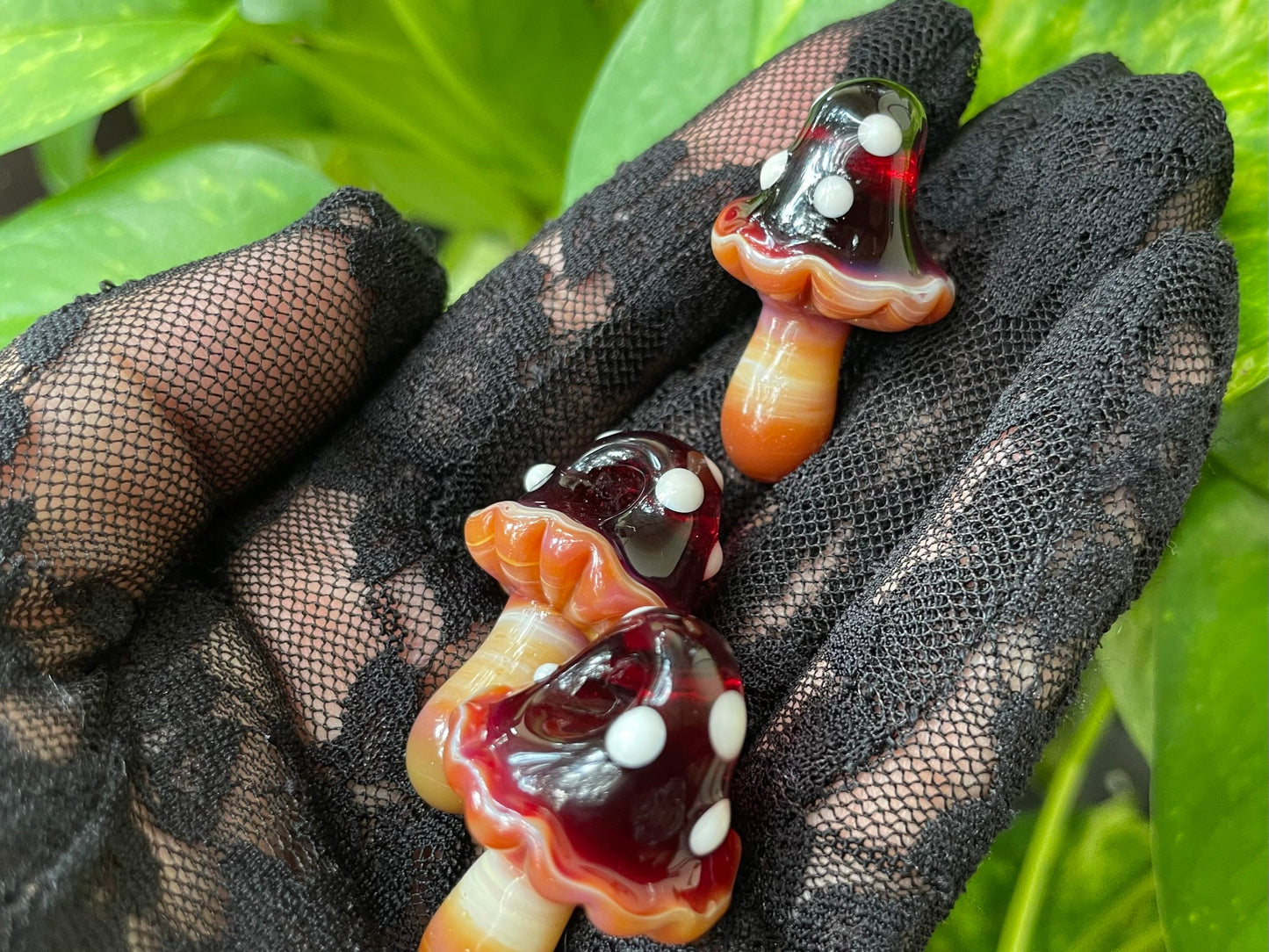 Red Mushroom Pendant/ Shroom pendant / Hand Sculpted Glass Mushroom Necklace / Red Glass Shroom Pendant
