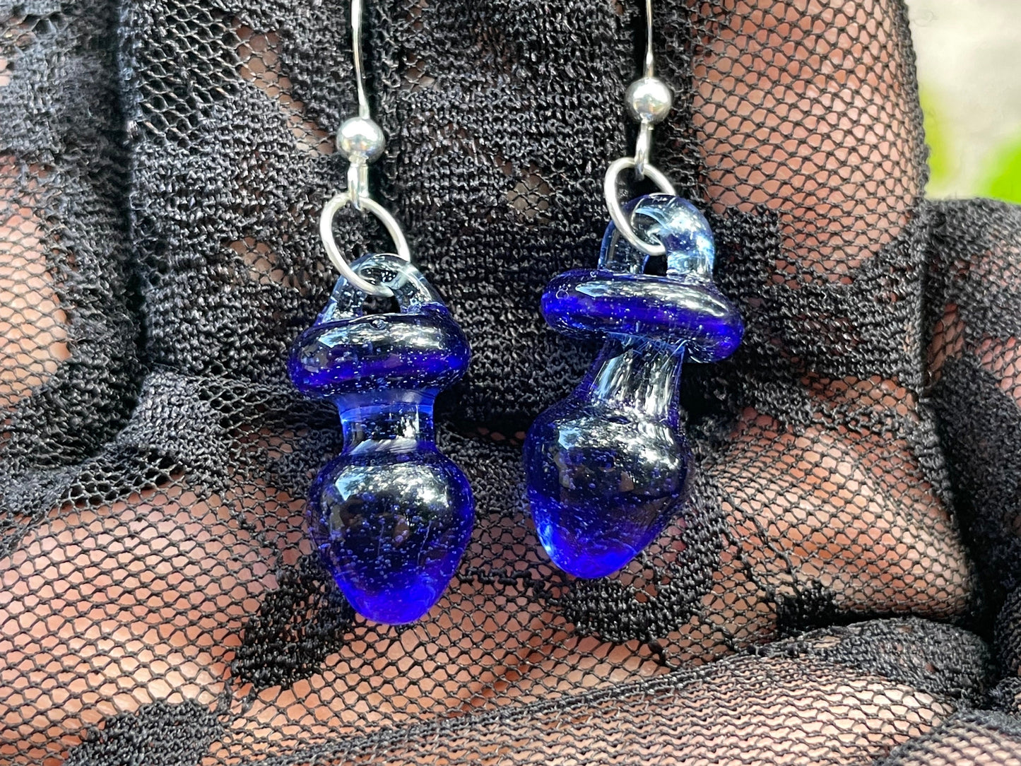 Butt Plug Earrings / US Blown Glass Butt Plug Earrings / Hand Sculpted Glass Kink Earrings / Sex Toy Earrings