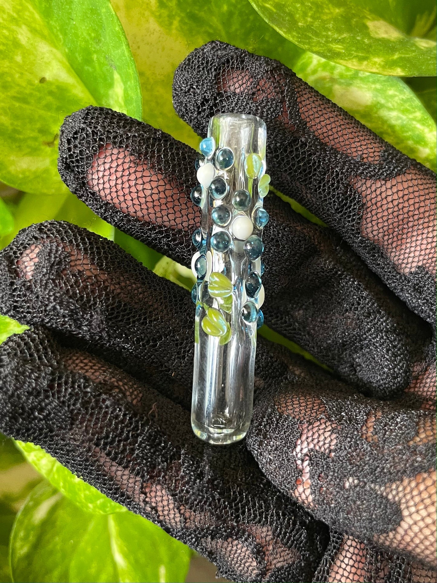 Mini Flower Finger Saver / Dark Blue flower Mini Cigarette tip / tobacco use only / Kawaii finger saver / USA Glass / Cigarette holder