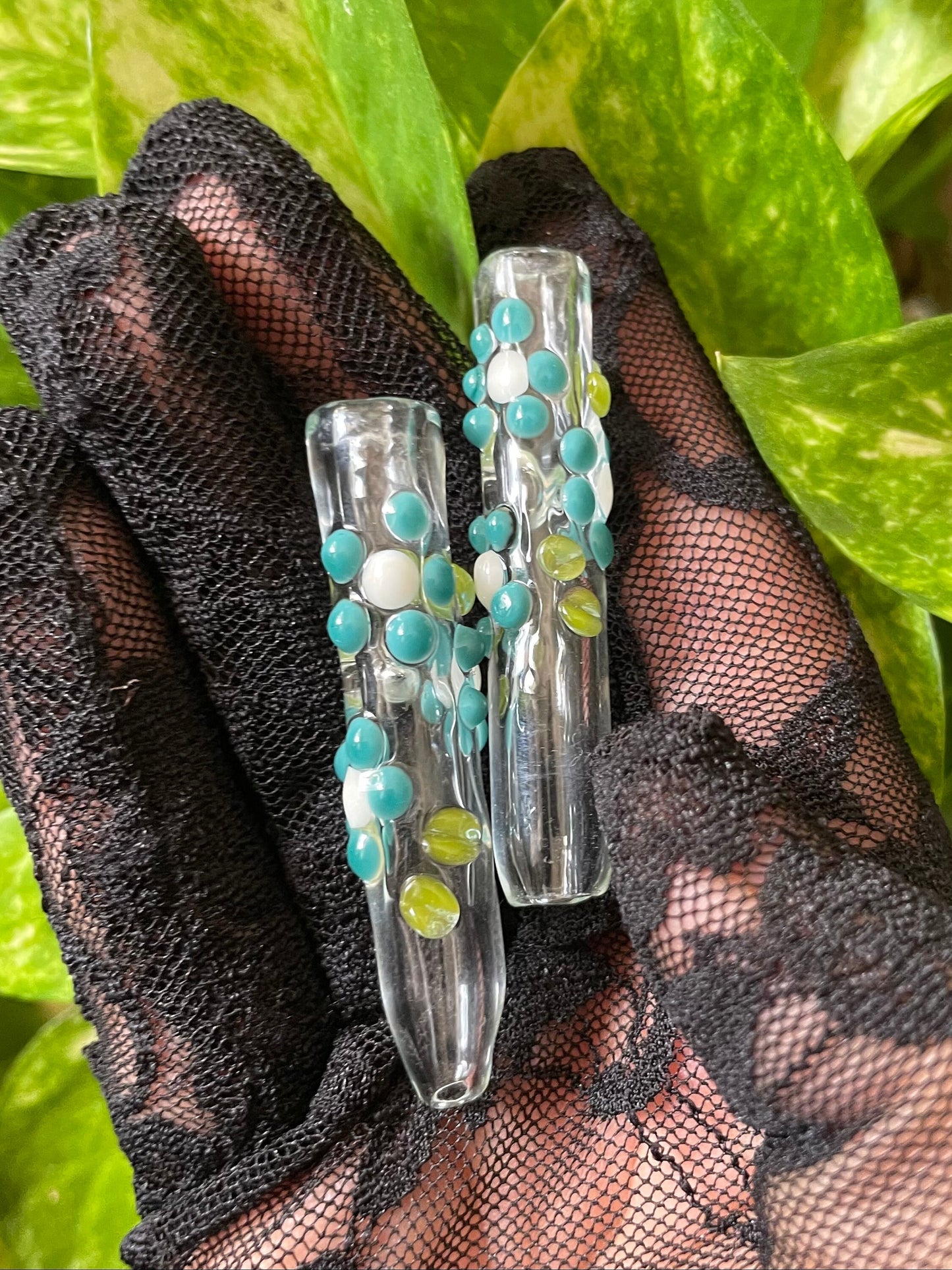 Mini Flower Finger Saver / Light Blue flower Mini Cigarette tip / tobacco use only / Kawaii finger saver / USA Glass / Cigarette holder