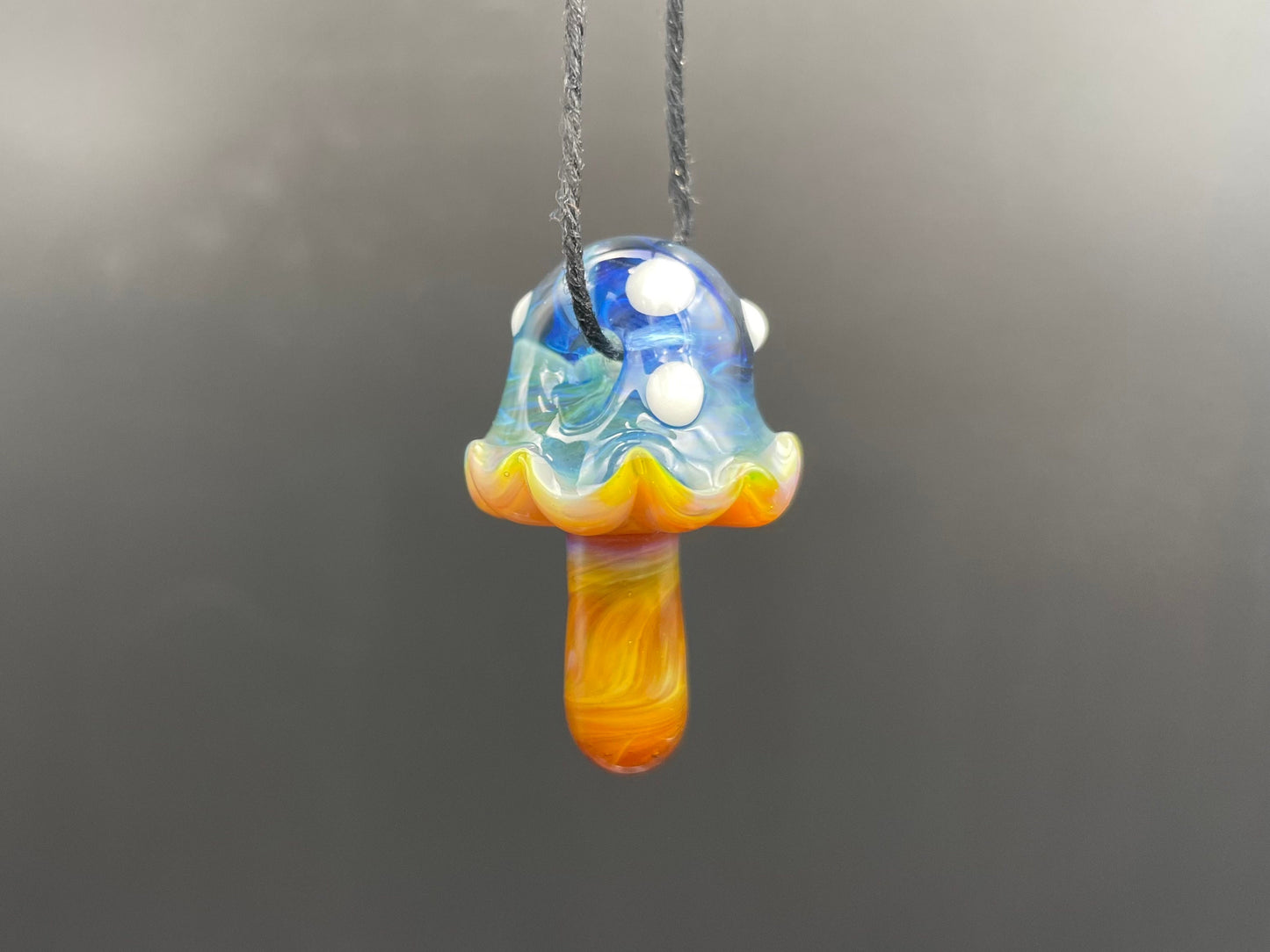 Mushroom Pendant / Shroom pendant / Hand Sculpted Glass Mushroom Necklace / Blue Glass Shroom Pendant