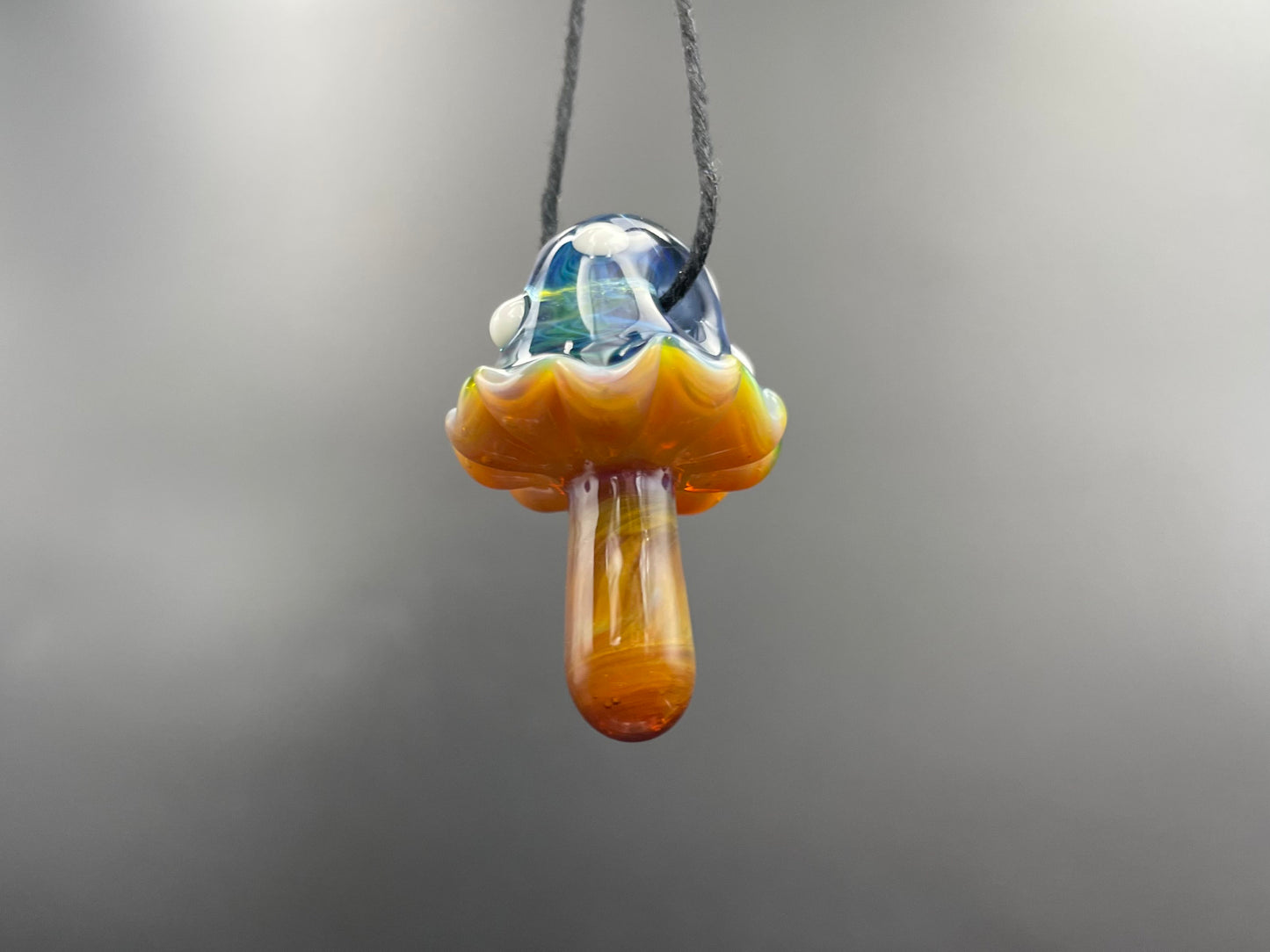 Mushroom Pendant / Shroom pendant / Hand Sculpted Glass Mushroom Necklace / Blue Glass Shroom Pendant