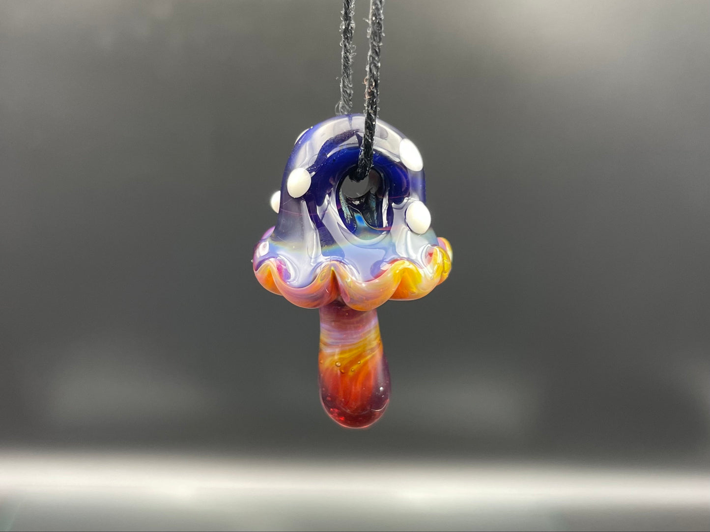 Mushroom Pendant / Shroom pendant / Hand Sculpted Glass Mushroom Necklace / Purple Glass Shroom Pendant