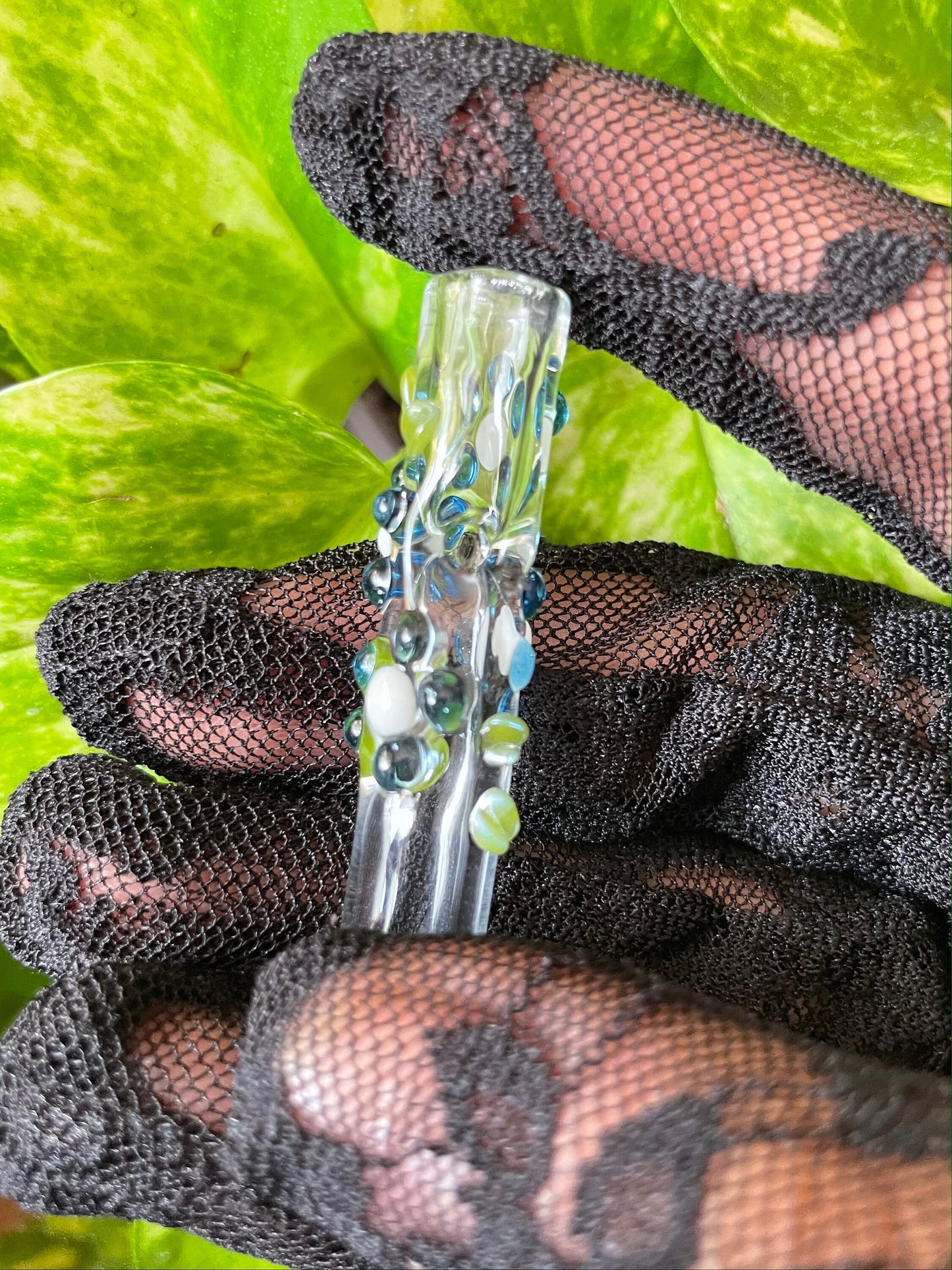 Mini Flower Finger Saver / Dark Blue flower Mini Cigarette tip / tobacco use only / Kawaii finger saver / USA Glass / Cigarette holder