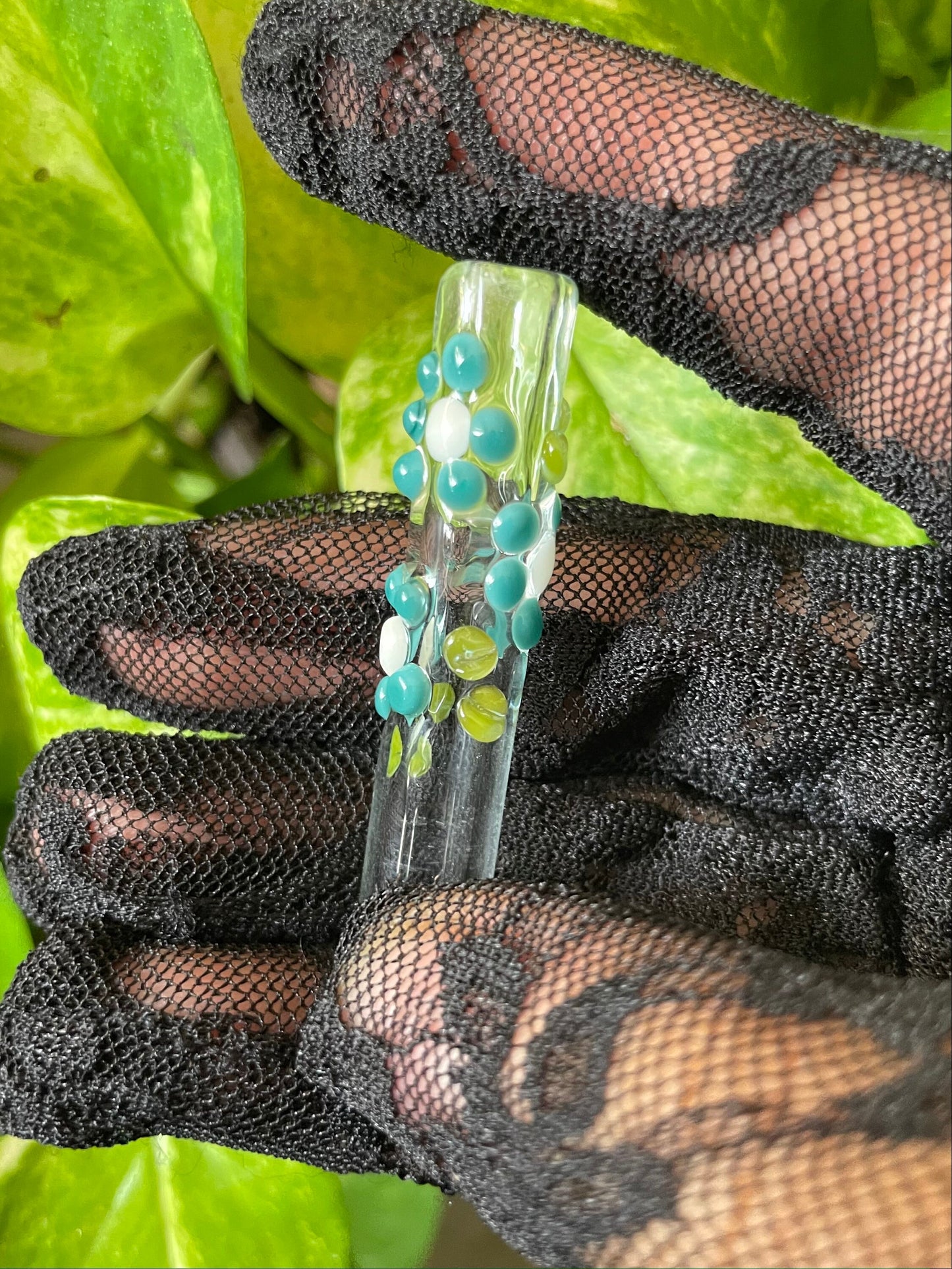 Mini Flower Finger Saver / Light Blue flower Mini Cigarette tip / tobacco use only / Kawaii finger saver / USA Glass / Cigarette holder