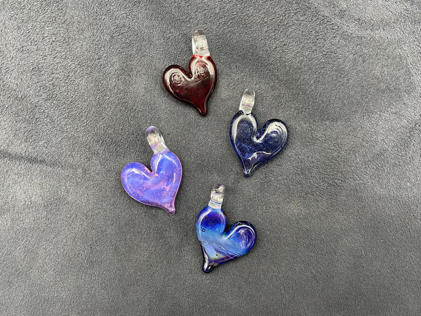 Glass Heart Pendant / Heart Necklace / Hand Made Glass / Affordable Inexpensive Gift / Cute Jewelry / Tiny Heart charm / Car Charm