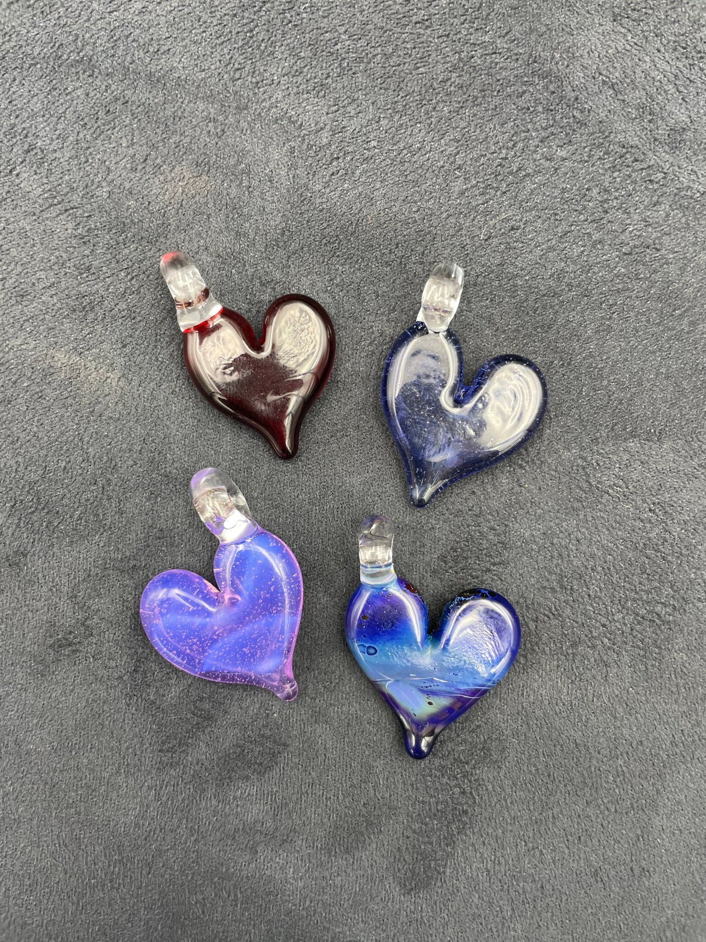Glass Heart Pendant / Heart Necklace / Hand Made Glass / Affordable Inexpensive Gift / Cute Jewelry / Tiny Heart charm / Car Charm