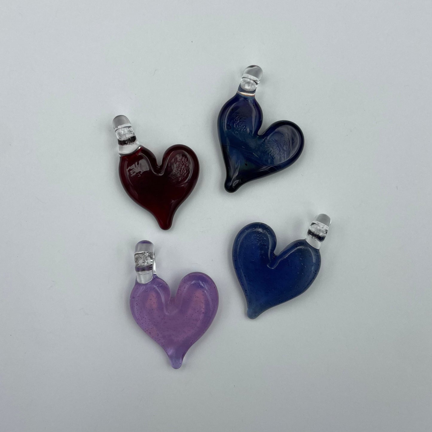 Glass Heart Pendant / Heart Necklace / Hand Made Glass / Affordable Inexpensive Gift / Cute Jewelry / Tiny Heart charm / Car Charm