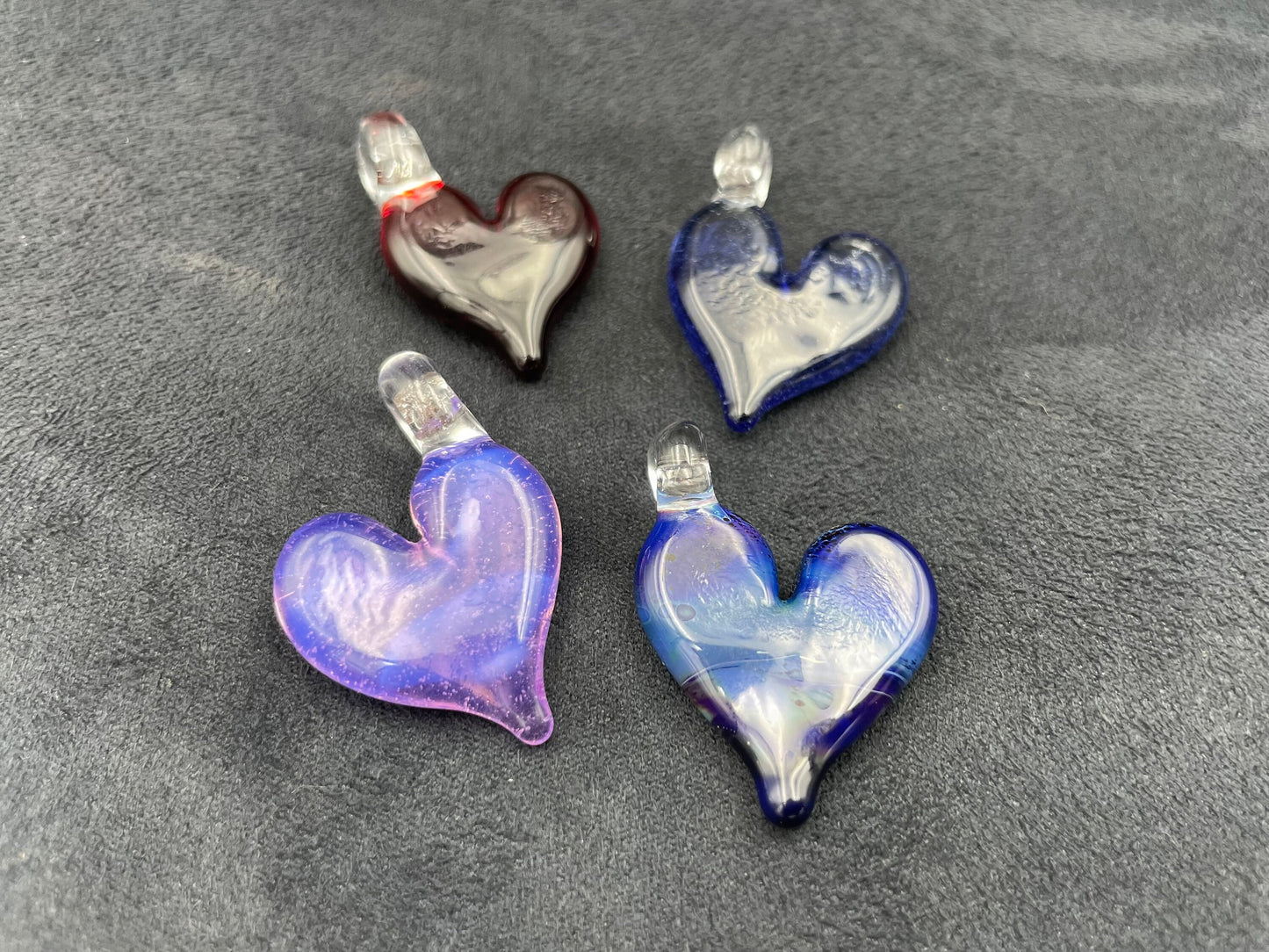 Glass Heart Pendant / Heart Necklace / Hand Made Glass / Affordable Inexpensive Gift / Cute Jewelry / Tiny Heart charm / Car Charm