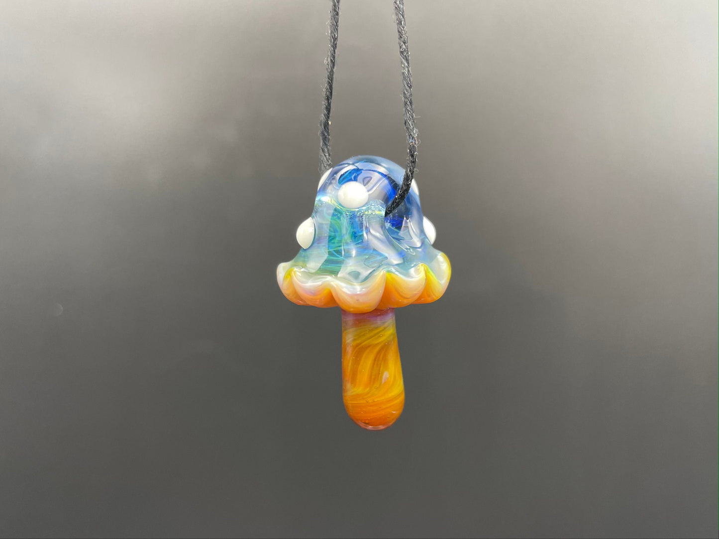 Mushroom Pendant / Shroom pendant / Hand Sculpted Glass Mushroom Necklace / Blue Glass Shroom Pendant