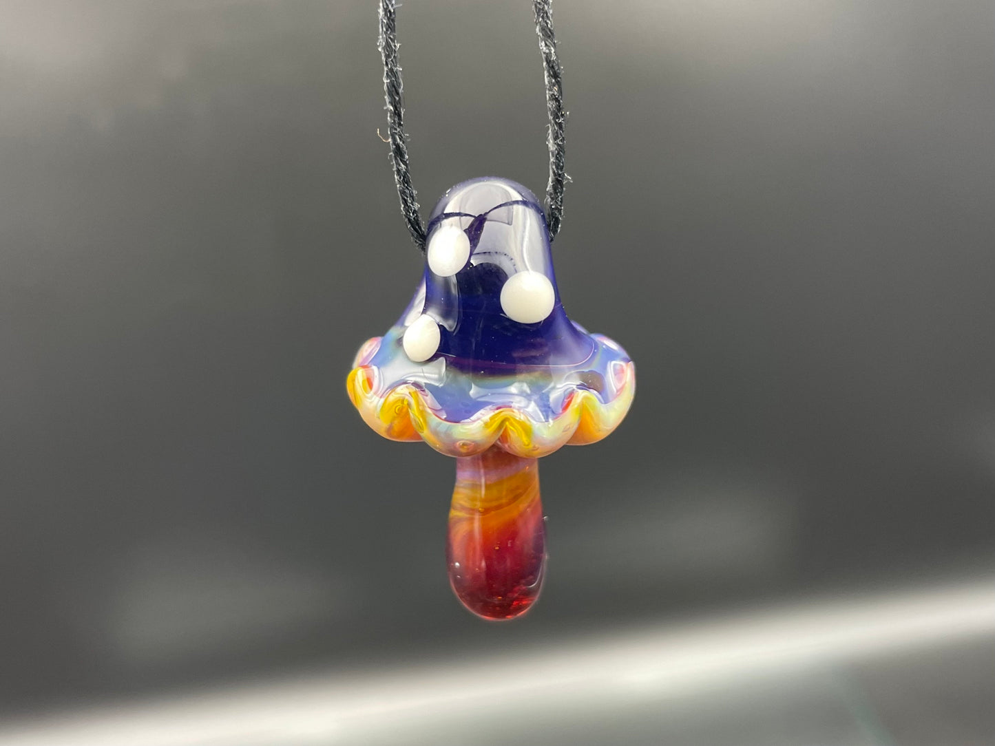 Mushroom Pendant / Shroom pendant / Hand Sculpted Glass Mushroom Necklace / Purple Glass Shroom Pendant
