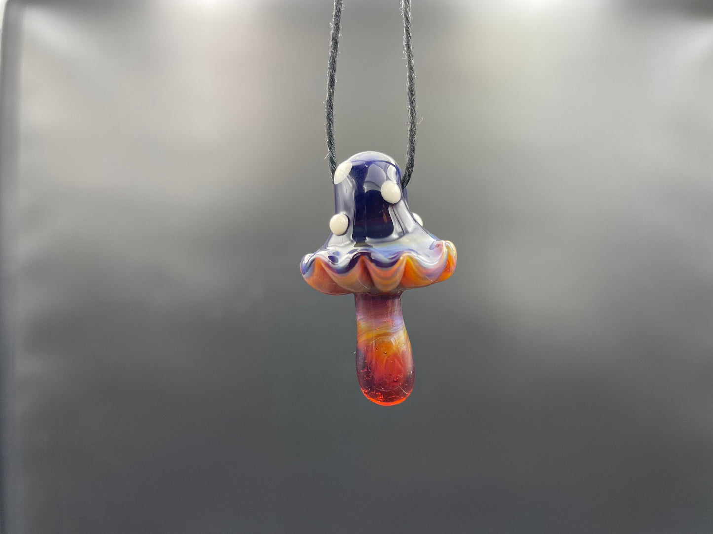 Mushroom Pendant / Shroom pendant / Hand Sculpted Glass Mushroom Necklace / Purple Glass Shroom Pendant