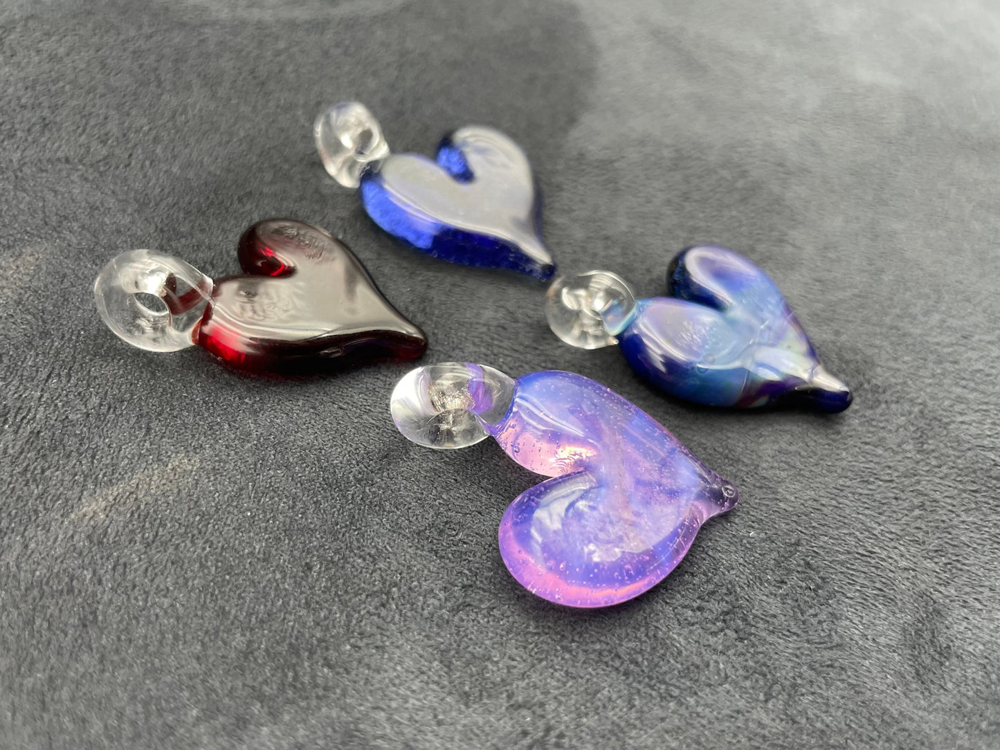 Glass Heart Pendant / Heart Necklace / Hand Made Glass / Affordable Inexpensive Gift / Cute Jewelry / Tiny Heart charm / Car Charm