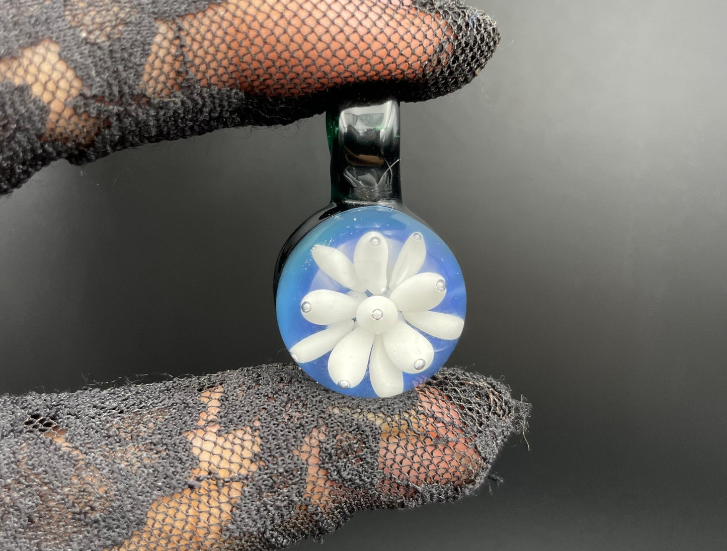 Ocean Implosion Pendant/ Ocean Pendant / Glass Implosion Pendant / Glass flower Implosion Pendant / Beach Jewelry / Boho Jewelery