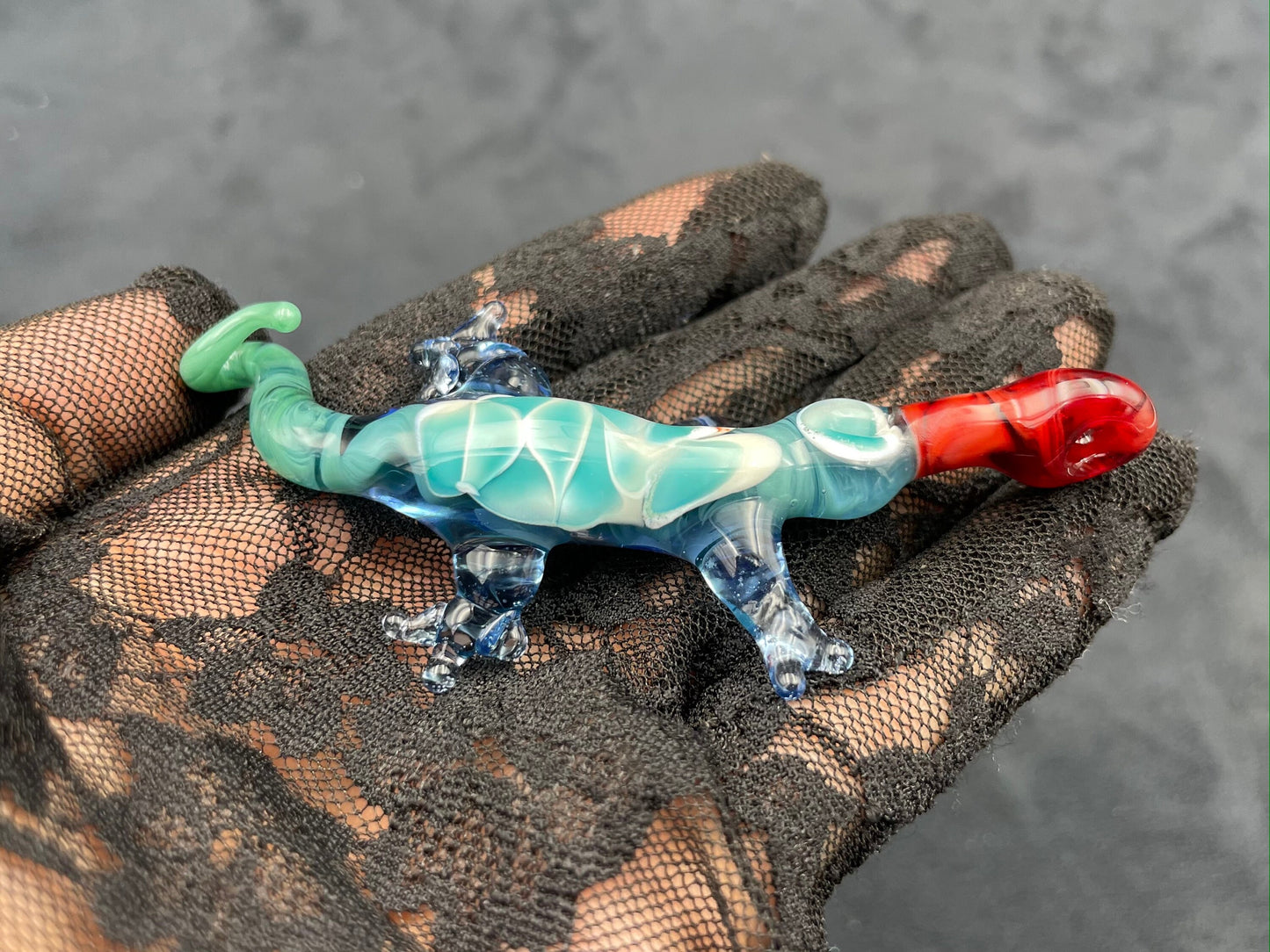 Glass Lizard Pendant / Hand Sculpted Lizard / Queer Lizzy the Lizard Pendant / Lizard Necklace / Lizard Ornament / Reptile Necklace
