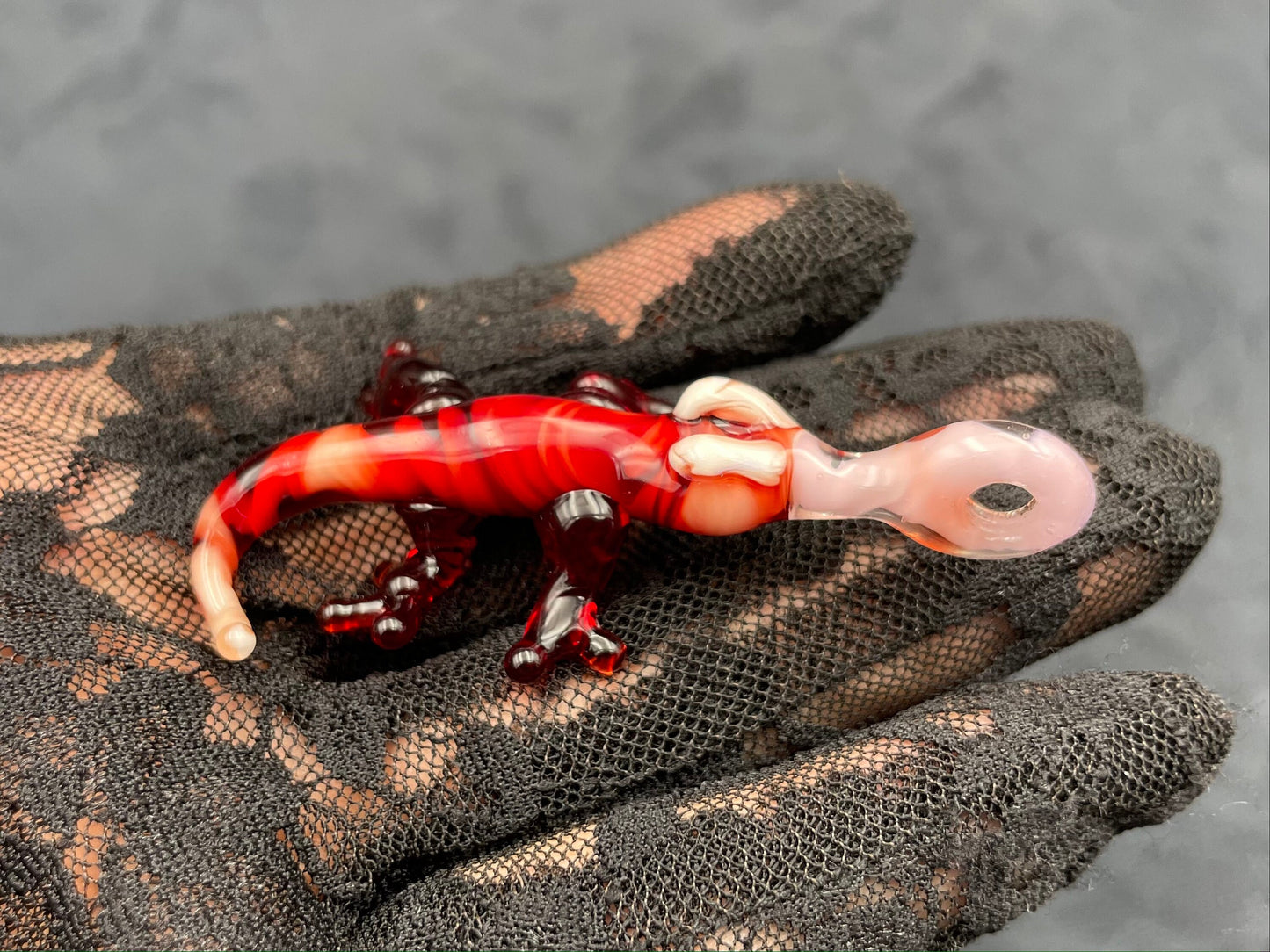 Glass Lizard Pendant / Hand Sculpted Lizard / Queer Lizzy the Lizard Pendant / Lizard Necklace / Lizard Ornament / Reptile Necklace