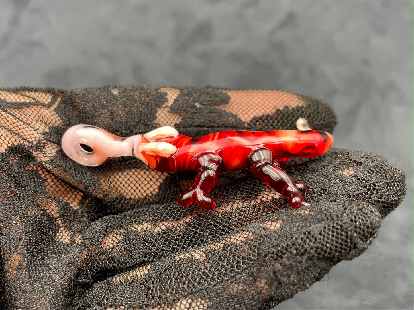 Glass Lizard Pendant / Hand Sculpted Lizard / Queer Lizzy the Lizard Pendant / Lizard Necklace / Lizard Ornament / Reptile Necklace