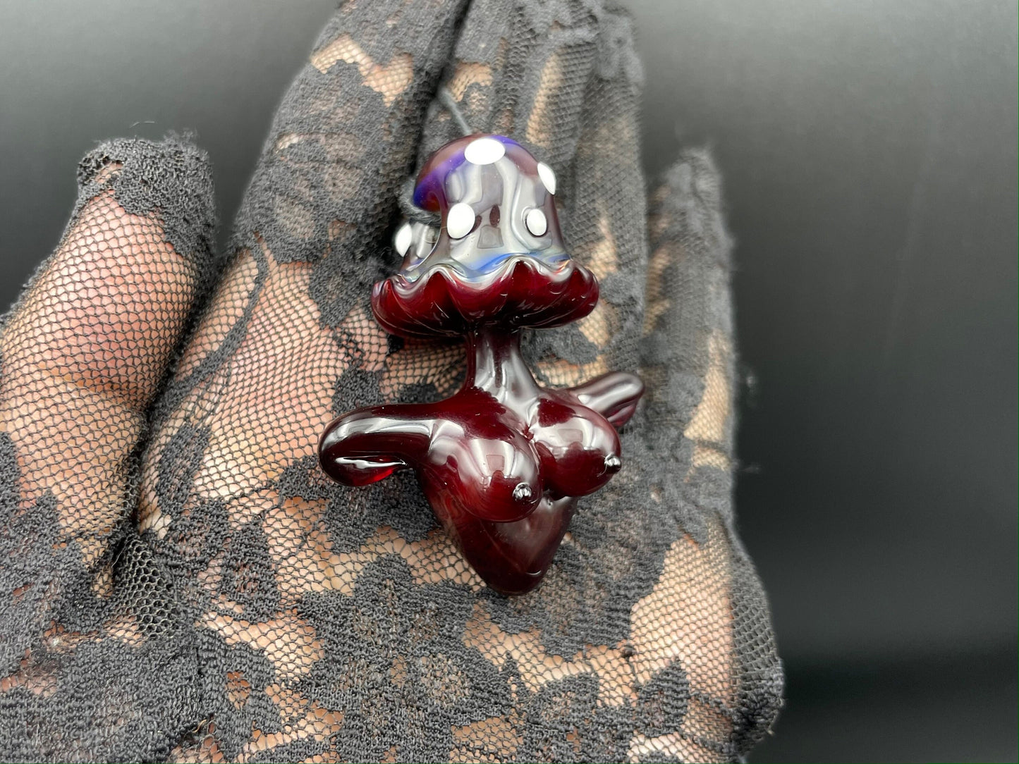 Shroom Head Torso Pendant/ Tiddy Pendant / Glass Mushroom Pendant / Glass Mushroom Boobie Pendant