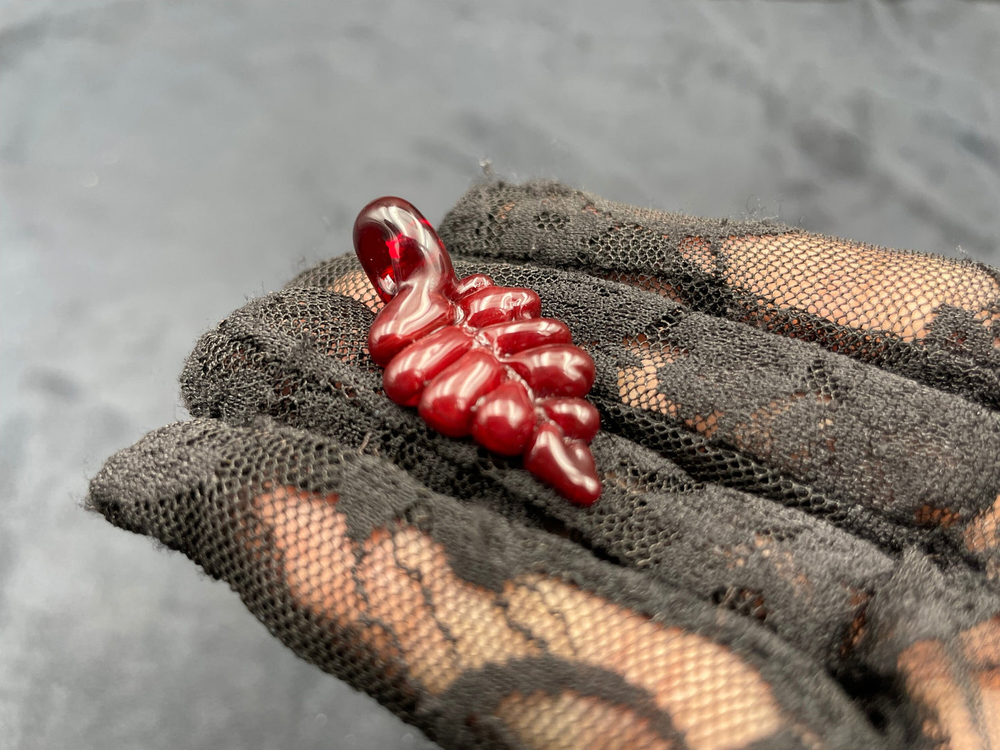 Hand Blown Red Leaf Necklace / Overgrow Leaf Necklace / Botanical Jewelry / Autumn Leaf Necklace / Valentines Day Gift / Emo Leaf