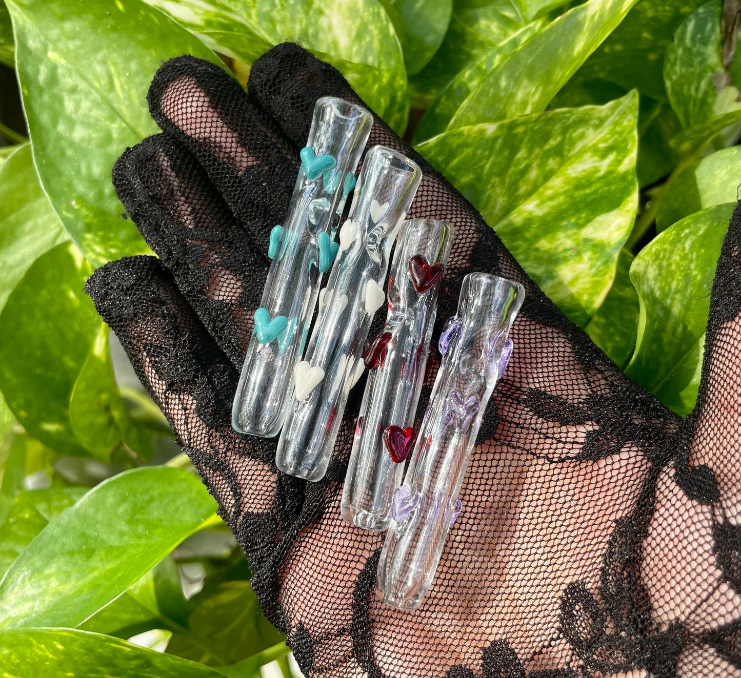 Heart Finger Saver / Heart Cigarette tip / tobacco use only / Hand made / Kawaii finger saver / USA Glass / Red / Purple finger saver