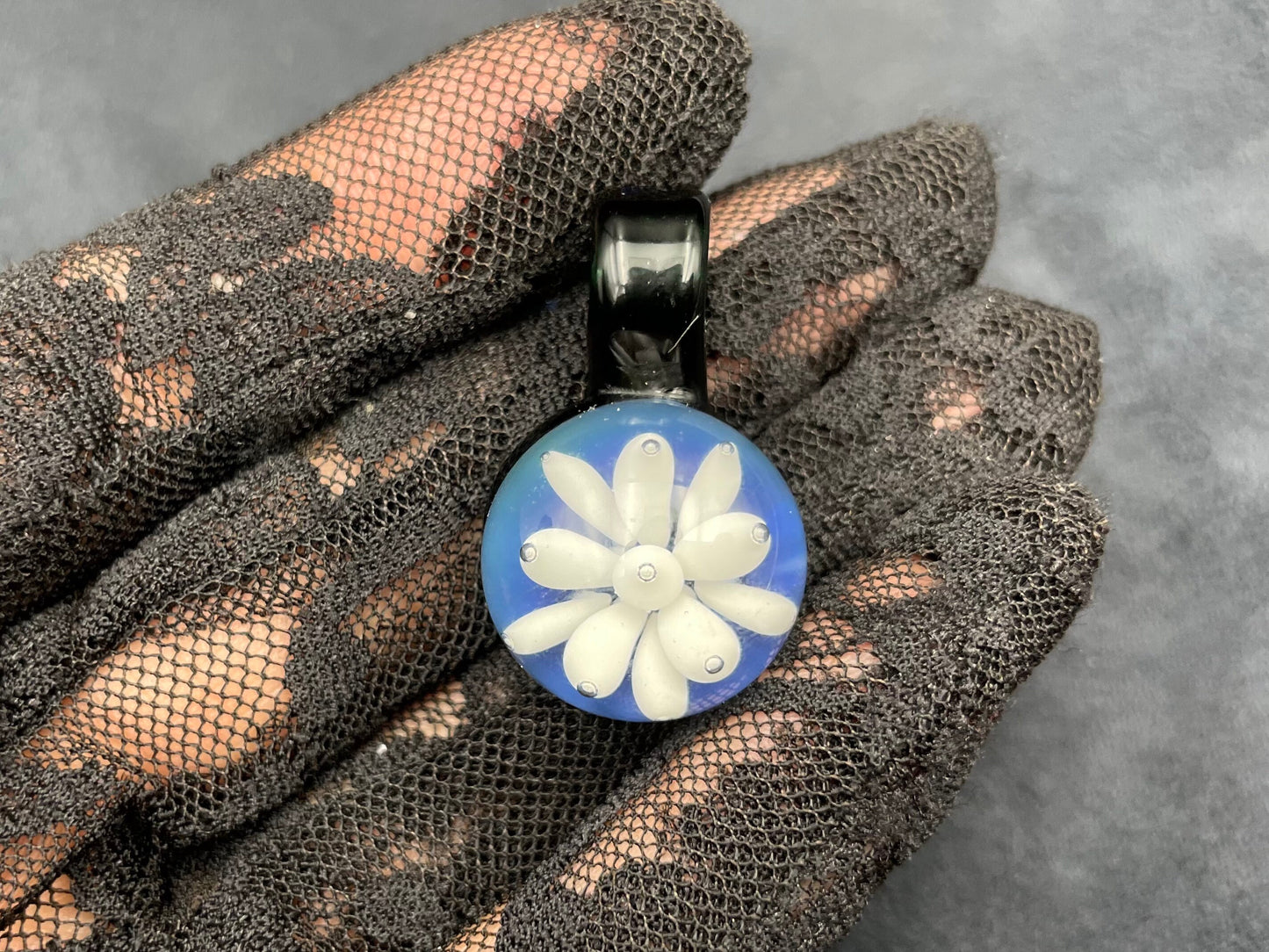 Ocean Implosion Pendant/ Ocean Pendant / Glass Implosion Pendant / Glass flower Implosion Pendant / Beach Jewelry / Boho Jewelery