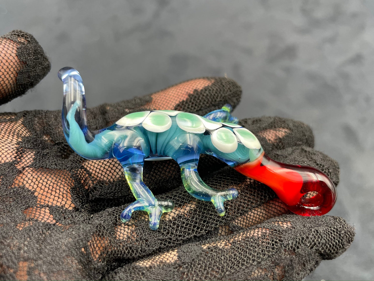 Glass Lizard Pendant / Hand Sculpted Lizard / Queer Lizzy the Lizard Pendant / Lizard Necklace / Lizard Ornament / Reptile Necklace