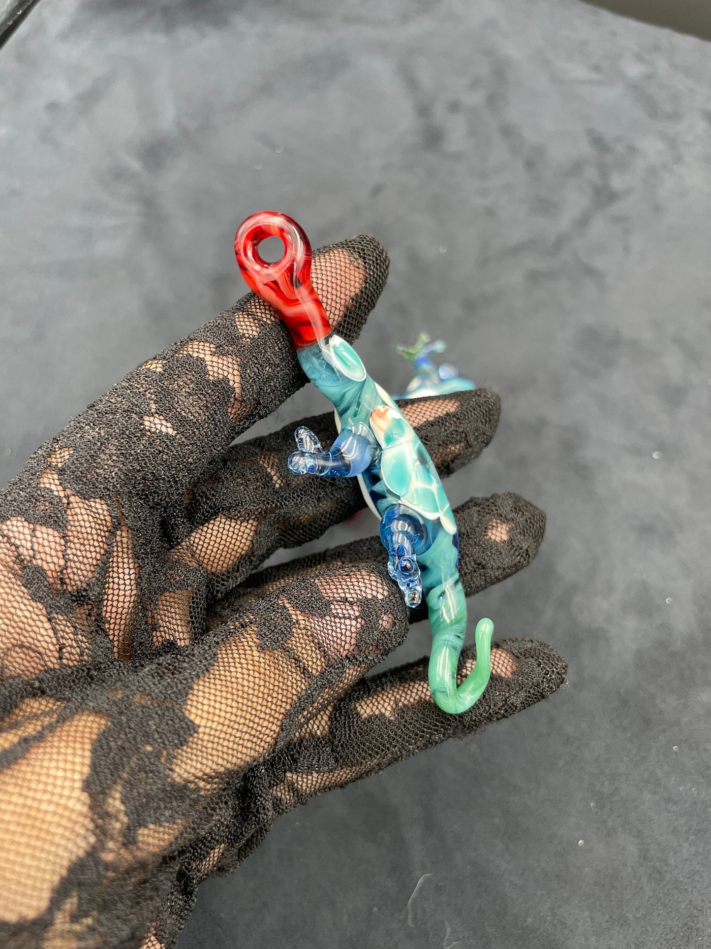 Glass Lizard Pendant / Hand Sculpted Lizard / Queer Lizzy the Lizard Pendant / Lizard Necklace / Lizard Ornament / Reptile Necklace