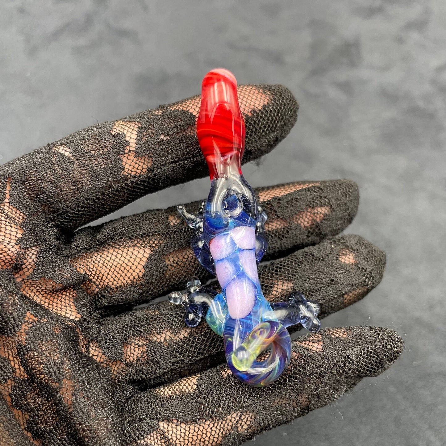 Glass Lizard Pendant / Hand Sculpted Lizard / Queer Lizzy the Lizard Pendant / Lizard Necklace / Lizard Ornament / Reptile Necklace