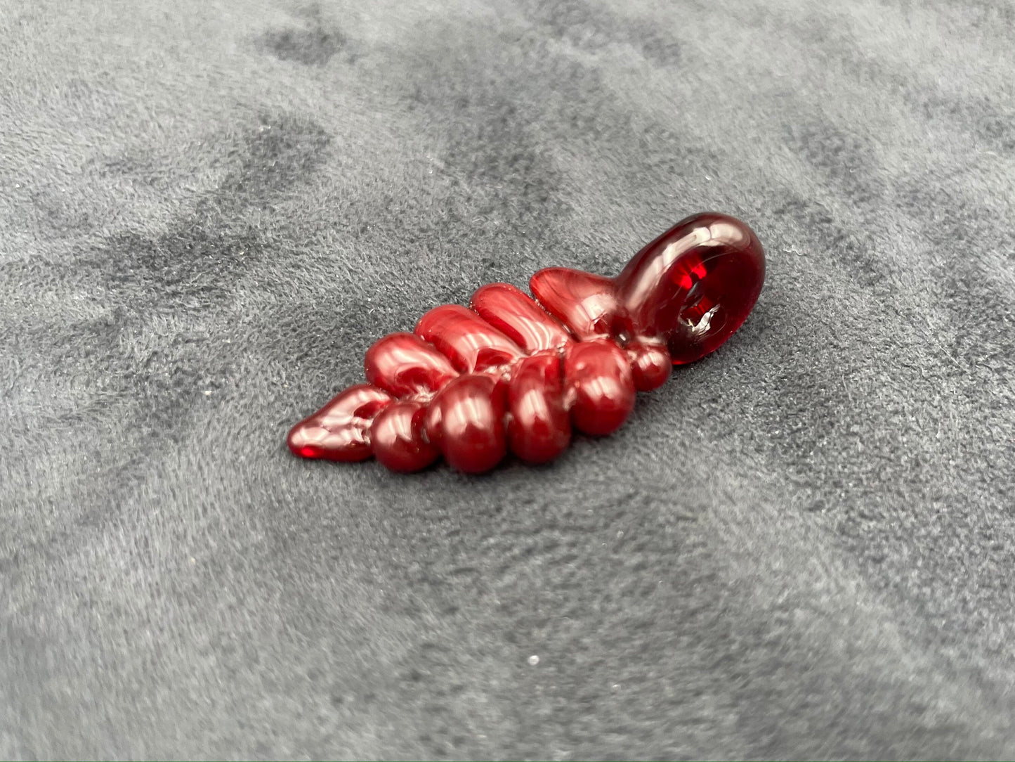 Hand Blown Red Leaf Necklace / Overgrow Leaf Necklace / Botanical Jewelry / Autumn Leaf Necklace / Valentines Day Gift / Emo Leaf