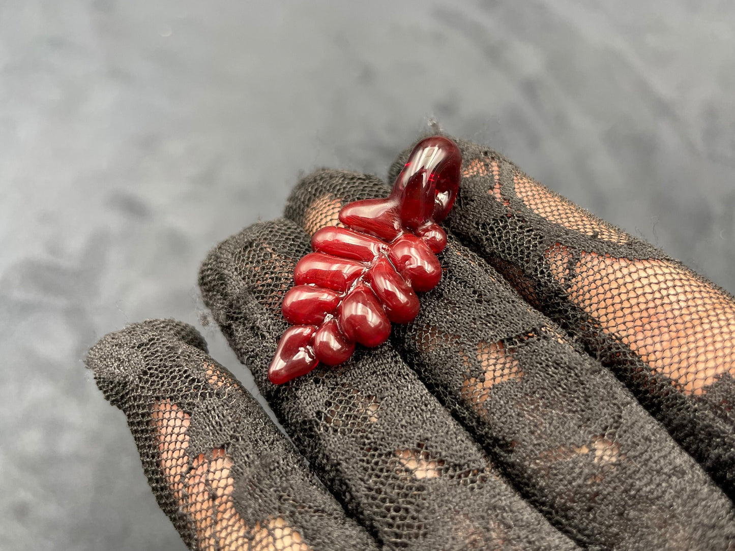 Hand Blown Red Leaf Necklace / Overgrow Leaf Necklace / Botanical Jewelry / Autumn Leaf Necklace / Valentines Day Gift / Emo Leaf