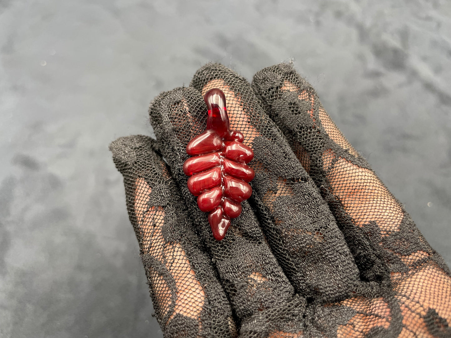 Hand Blown Red Leaf Necklace / Overgrow Leaf Necklace / Botanical Jewelry / Autumn Leaf Necklace / Valentines Day Gift / Emo Leaf