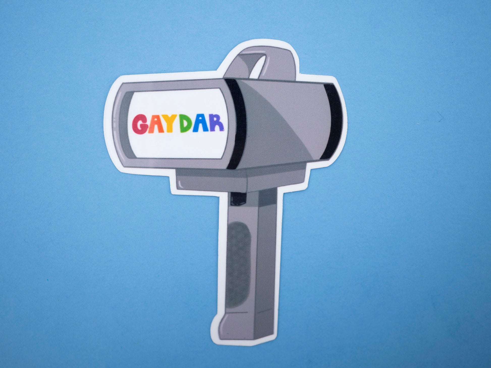 Gaydar Sticker/ Gaydar Weatherproof Die-Cut Sticker/ LGBTQ+ Pride Die-Cut Sticker/ Rainbow Pride Sticker