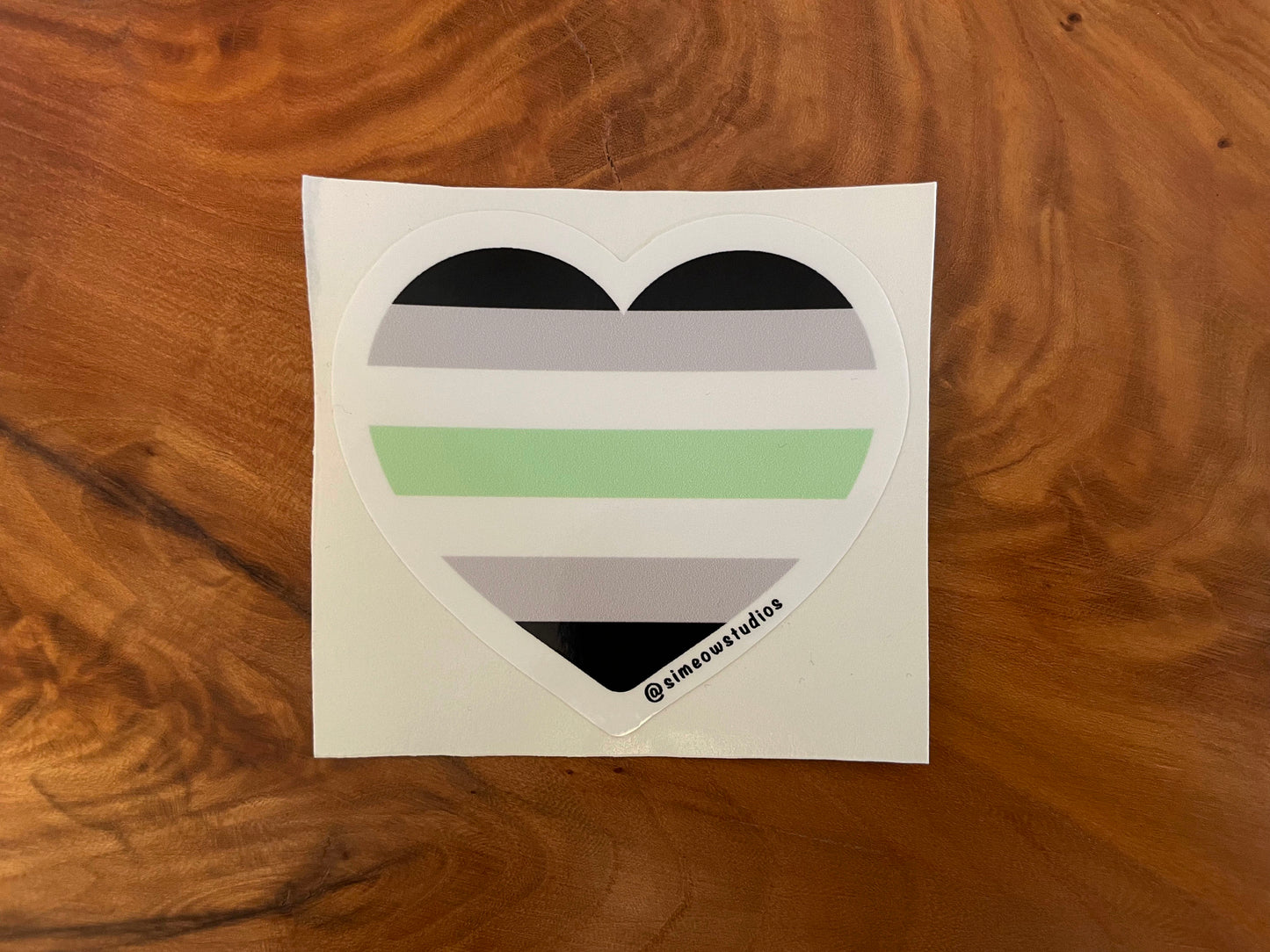 Agender Pride Heart Sticker/ Agender Flag Weatherproof Die-Cut Sticker/ Agender Flag Heart Die-Cut Sticker