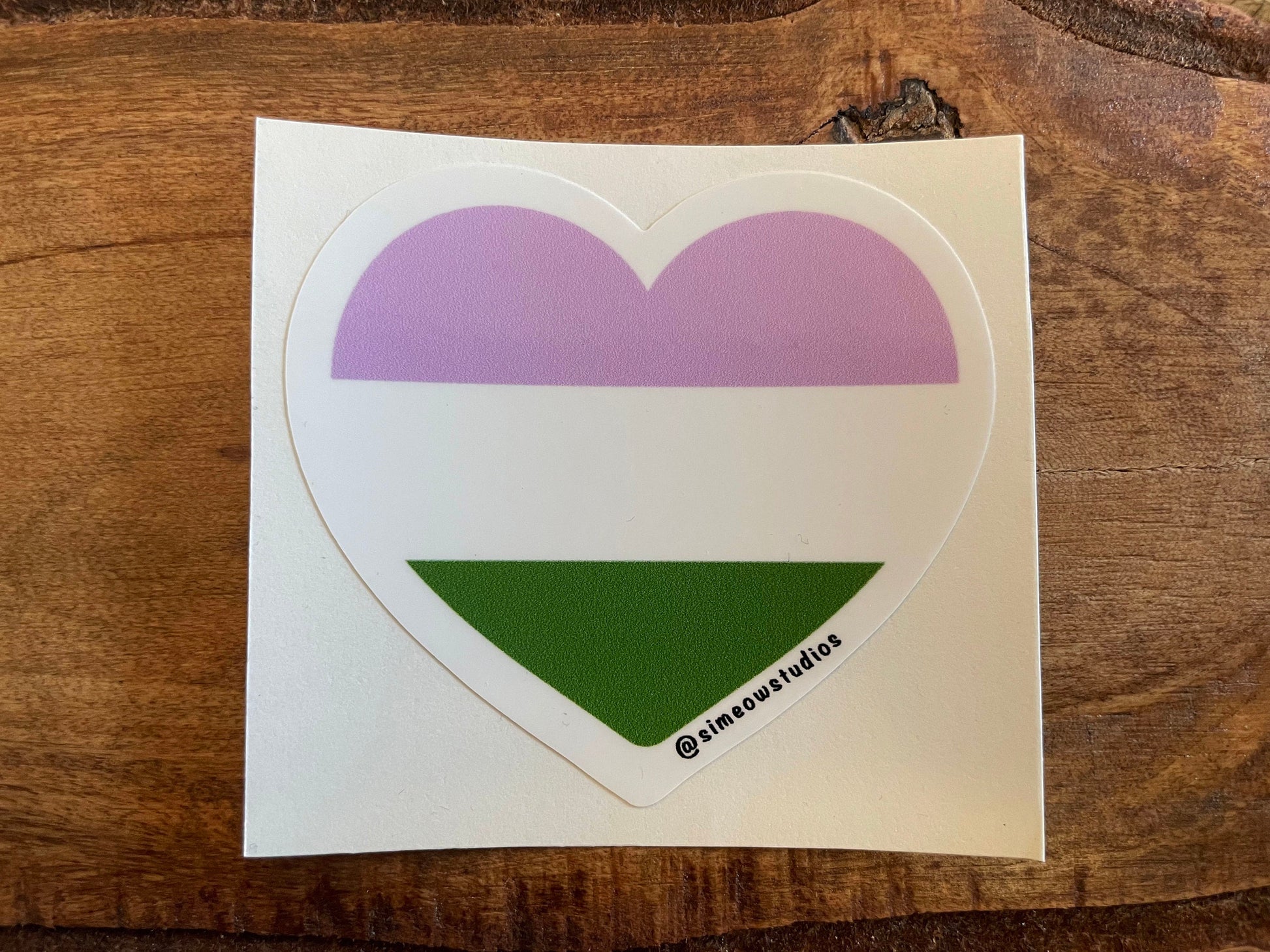 Genderqueer Pride Heart Sticker/ Genderqueer Flag Weatherproof Die-Cut Sticker/ Genderqueer Flag Heart Die-Cut Sticker