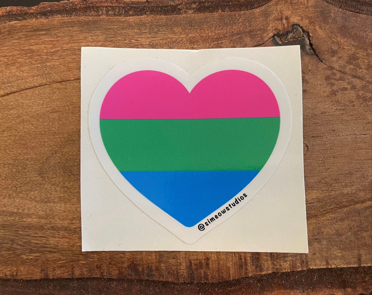 Polysexual Pride Flag Heart Die Cut Sticker/ Polysexual Flag Weatherproof Sticker/ Polysexual Flag Heart Die-Cut Sticker/ Polysexual Sticker