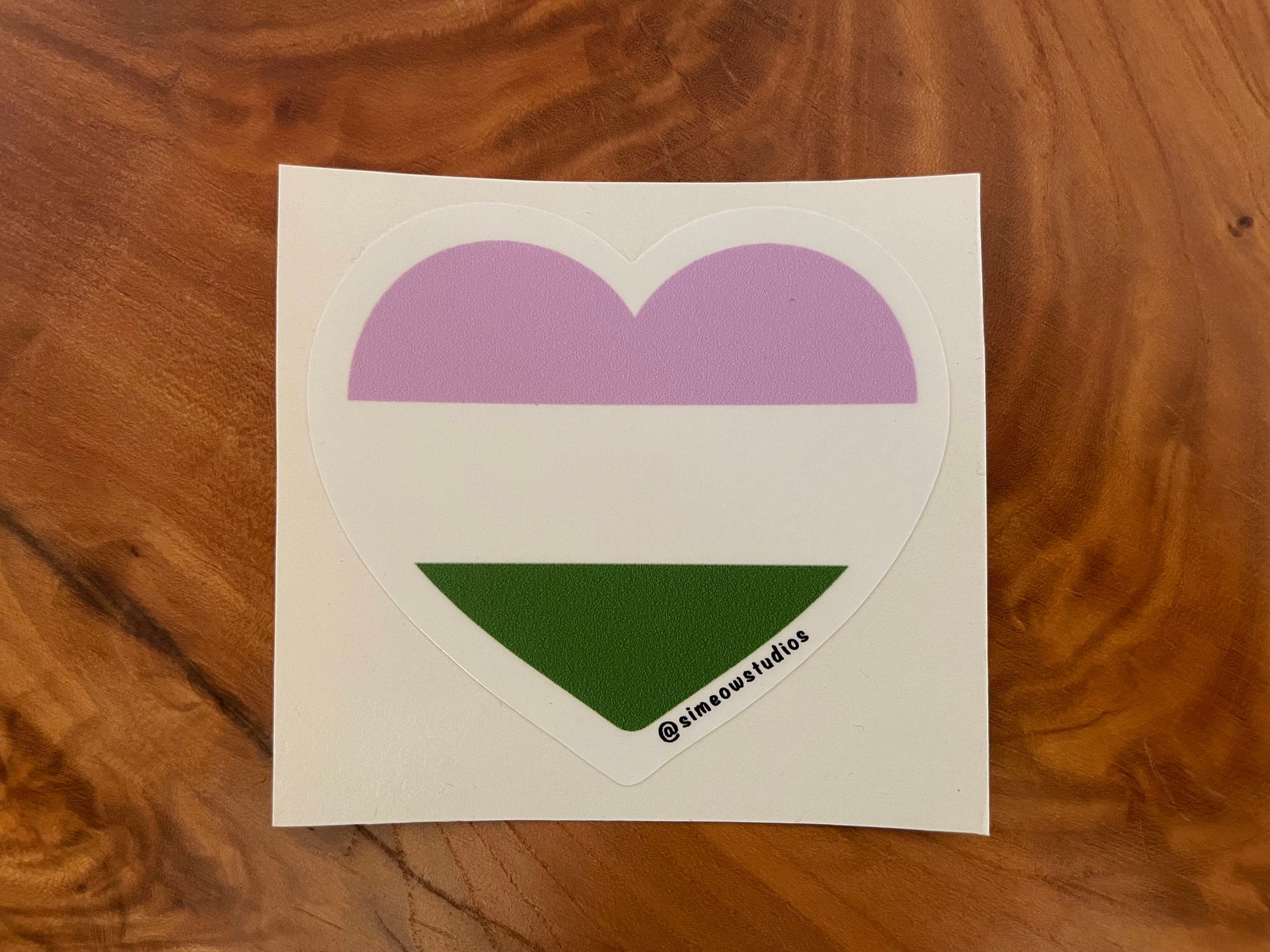 Genderqueer Pride Heart Sticker/ Genderqueer Flag Weatherproof Die-Cut Sticker/ Genderqueer Flag Heart Die-Cut Sticker