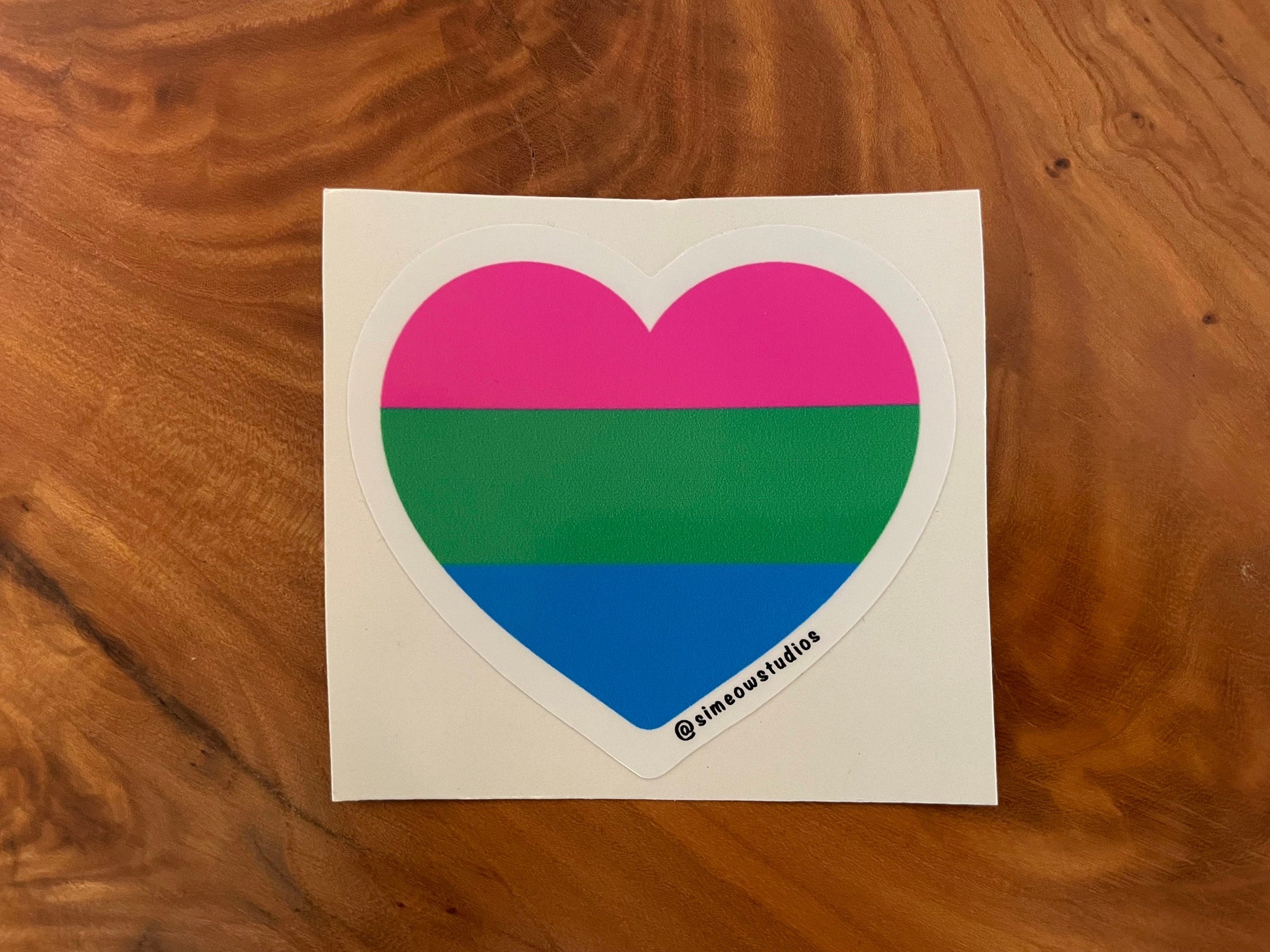 Polysexual Pride Flag Heart Die Cut Sticker/ Polysexual Flag Weatherproof Sticker/ Polysexual Flag Heart Die-Cut Sticker/ Polysexual Sticker