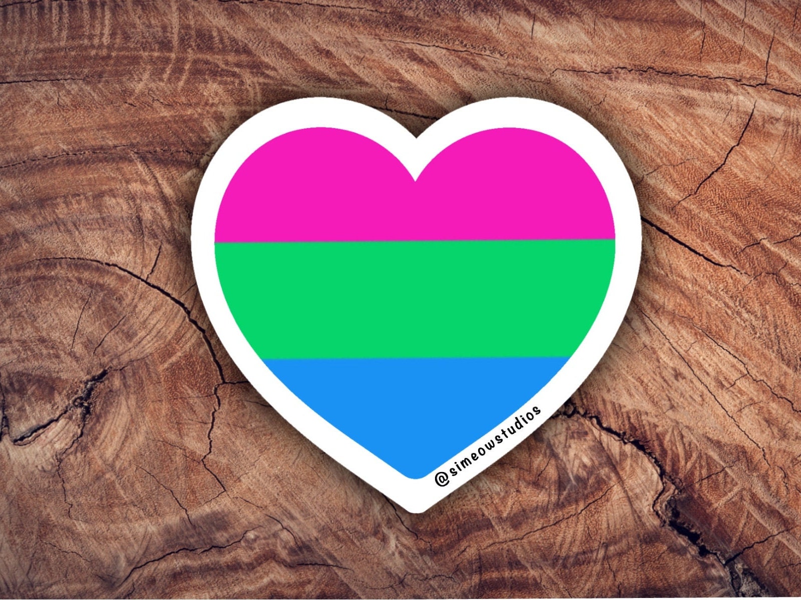 Polysexual Pride Flag Heart Die Cut Sticker/ Polysexual Flag Weatherproof Sticker/ Polysexual Flag Heart Die-Cut Sticker/ Polysexual Sticker