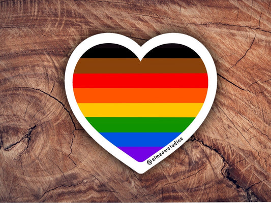 Philly Pride Flag Heart Sticker/ Philly Pride Weatherproof Die-Cut Sticker/ Pride Flag Heart Die-Cut Sticker/ Rainbow Heart Sticker