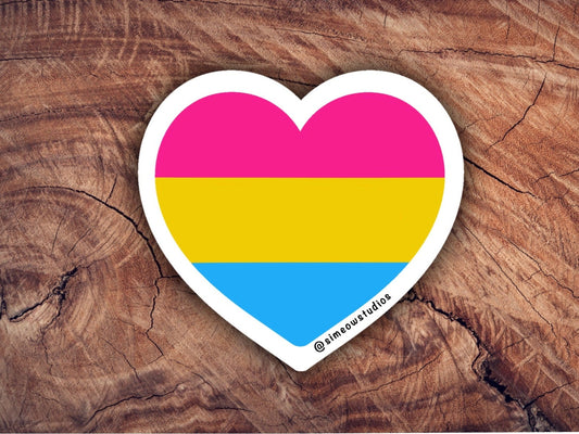 Pansexual Pride Flag Heart Die Cut Sticker/ Pansexual Flag Weatherproof Die-Cut Sticker/ Pansexual Flag Heart Die-Cut Sticker